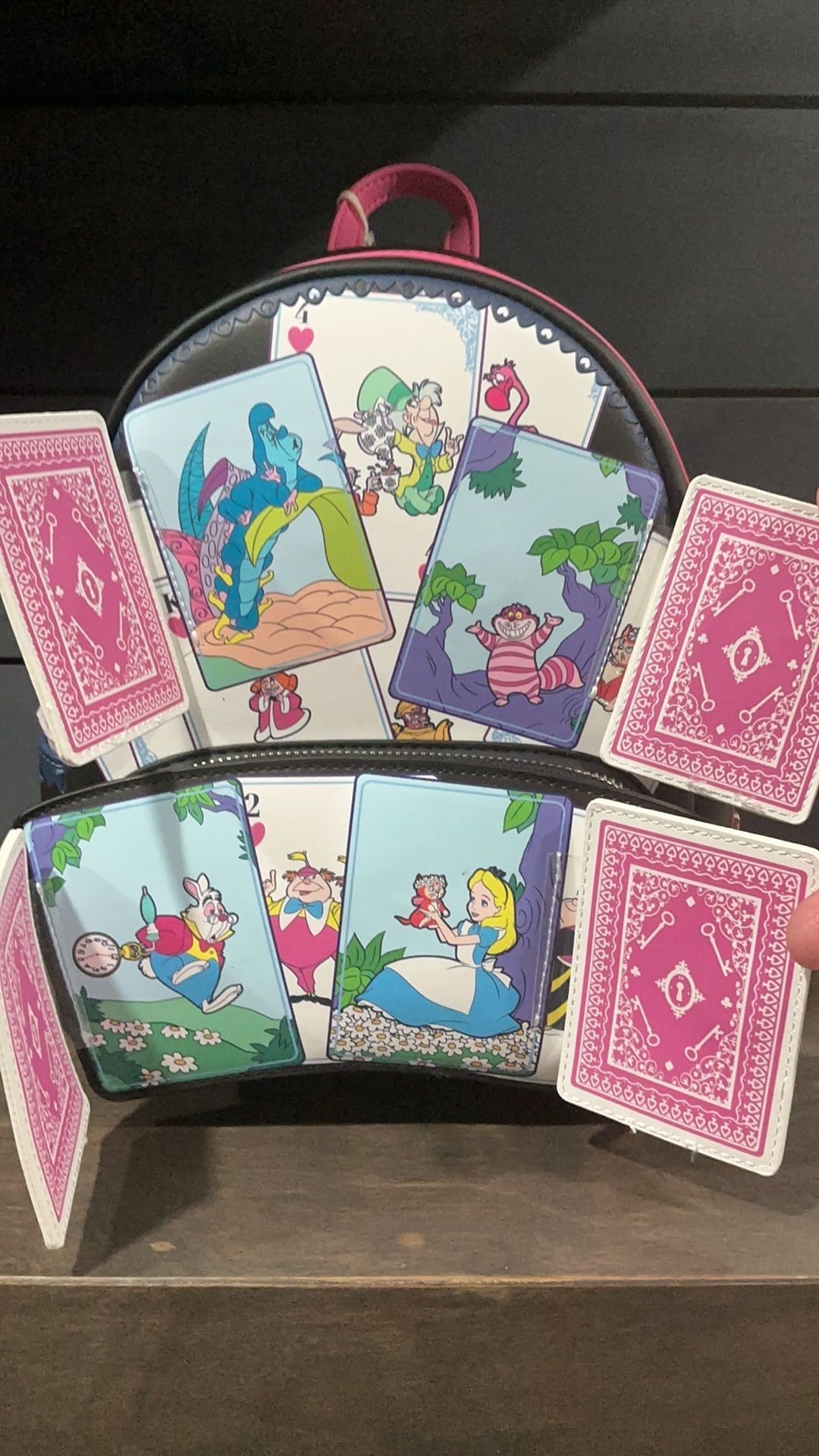 Alice playing cards backpack NWT