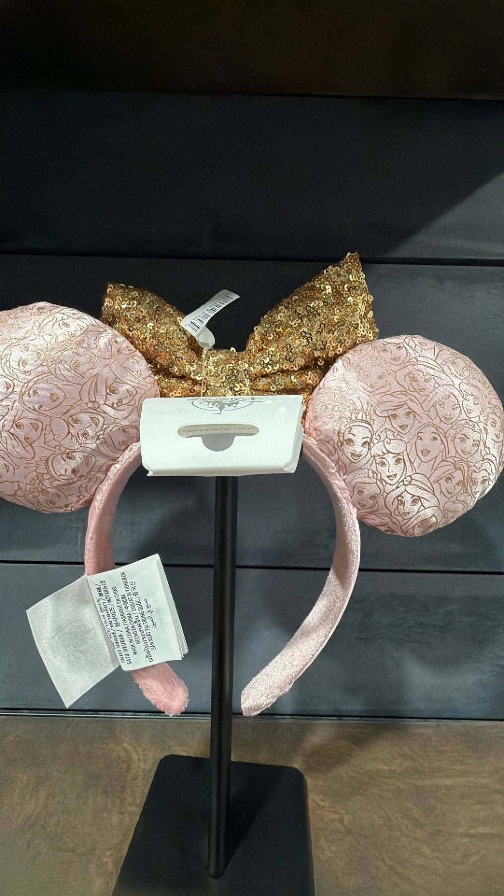 Disney Parks Minnie Mouse Ear Headband Princess Faces Gold Glitter New with Tag