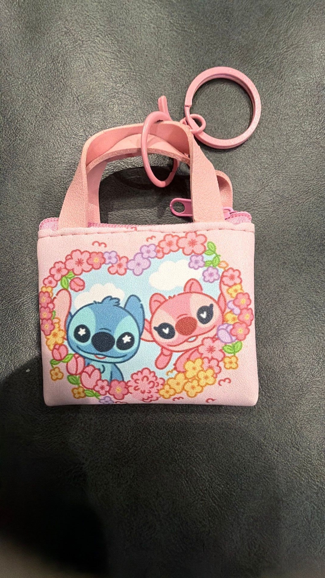 Stitch and angel bag charm key chain