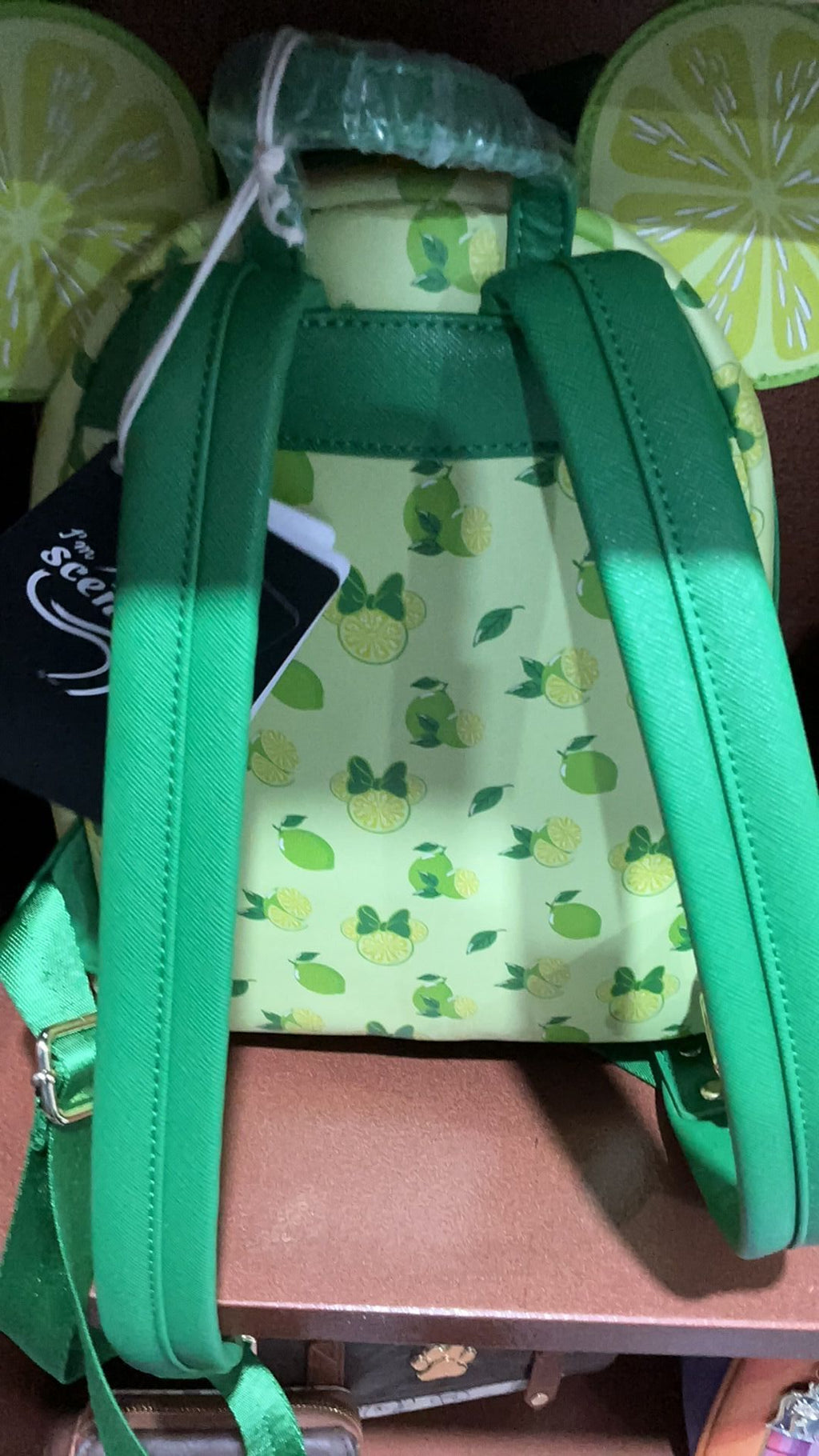 Minnie mouse key lime backpack NWT