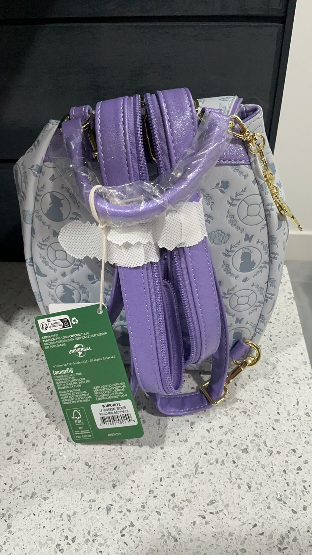 Loungefly NWT Universal Wicked All-Over Print Micro Mini Backpack