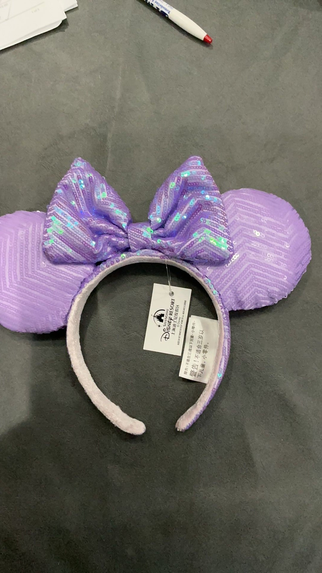 Lavender sequin Minnie Mouse ears