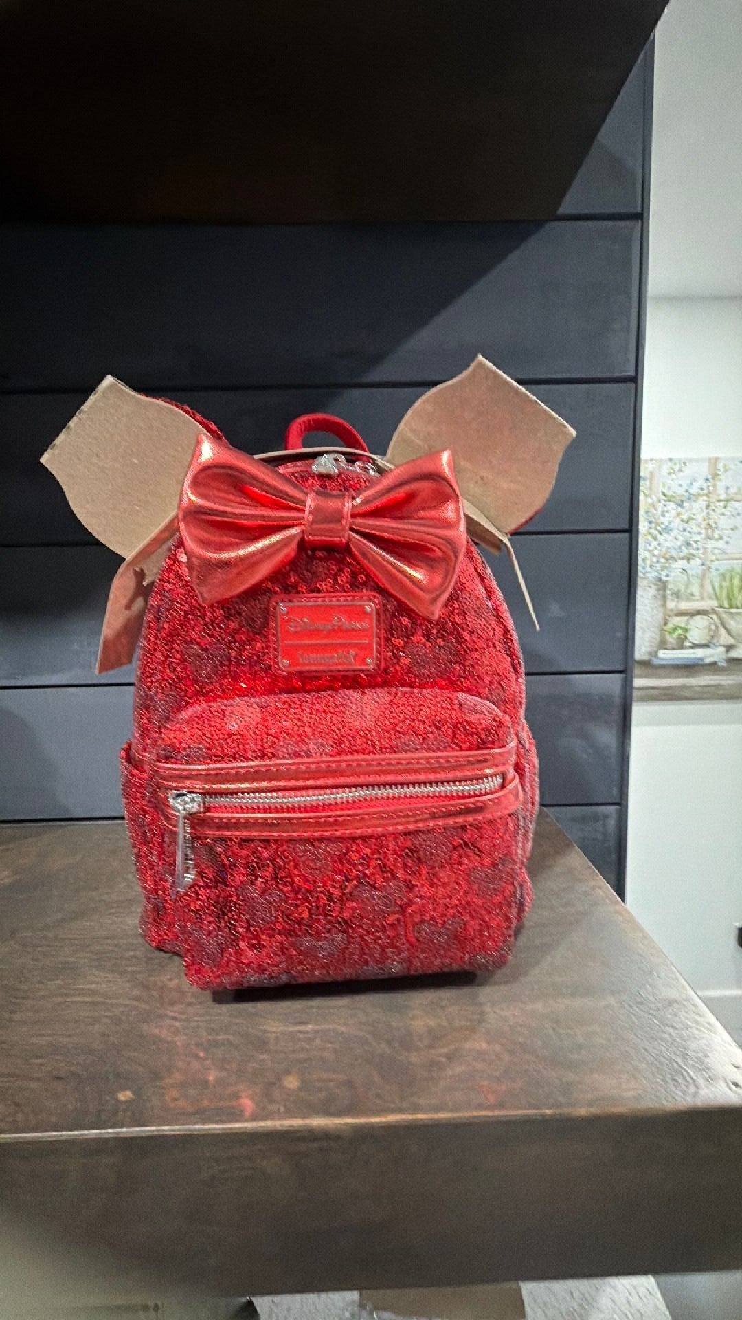 DISNEY LOUNGEFLY Exclusive Red Sequin MINNIE MOUSE MINI BACKPACK & EARS NWT!