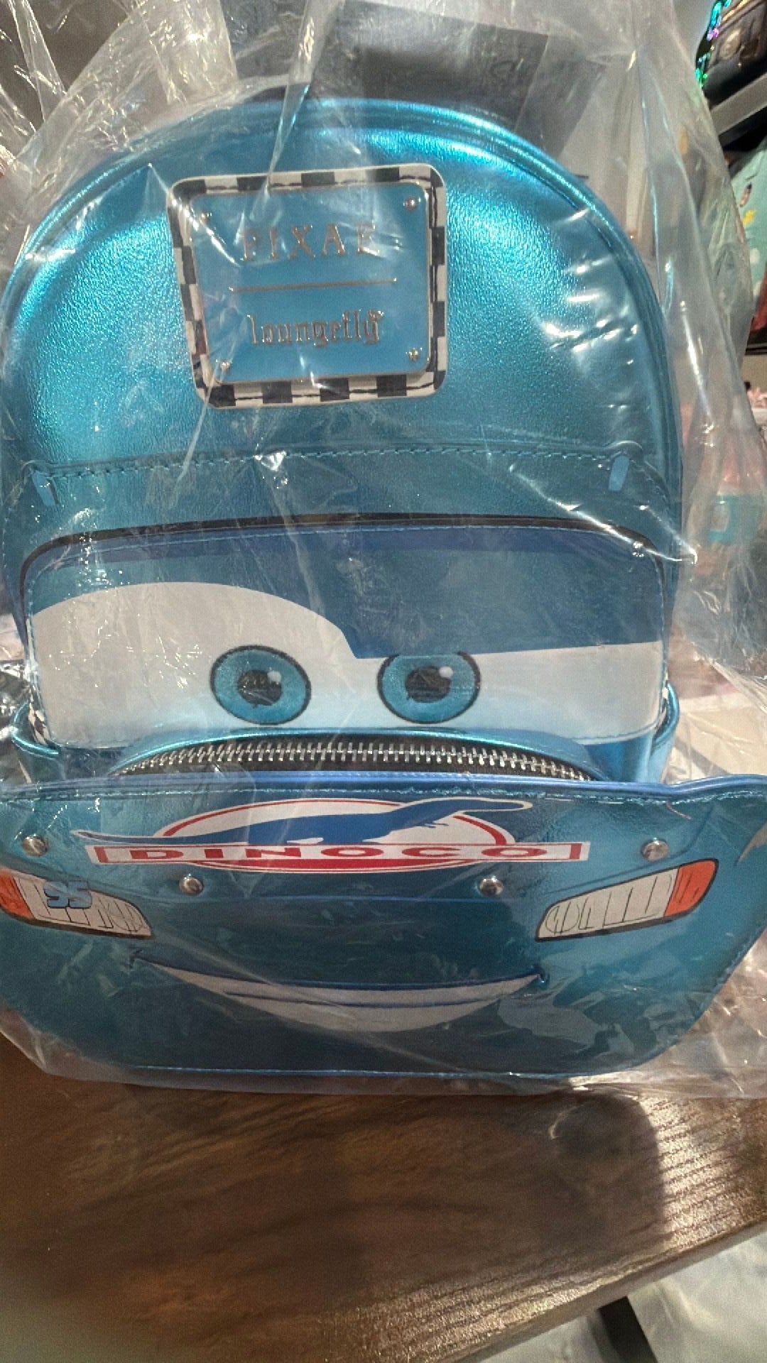 Loungefly Exclusive - Disney Pixar Cars Metallic Dinoco Lightning McQueen Cosplay Mini Backpack