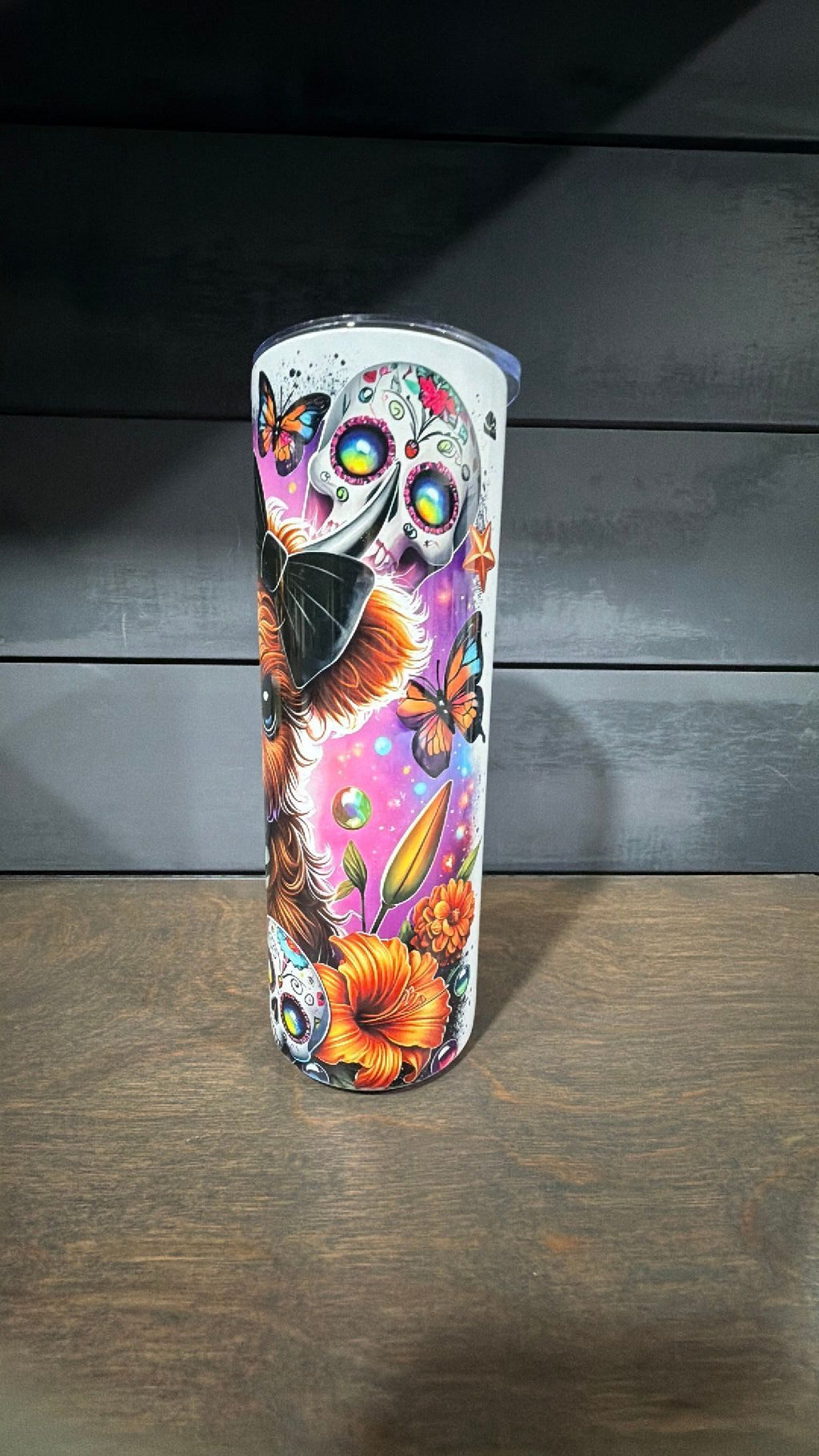 Highland cow skull tumbler