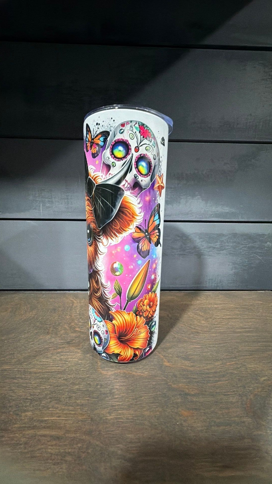 Highland cow skull tumbler