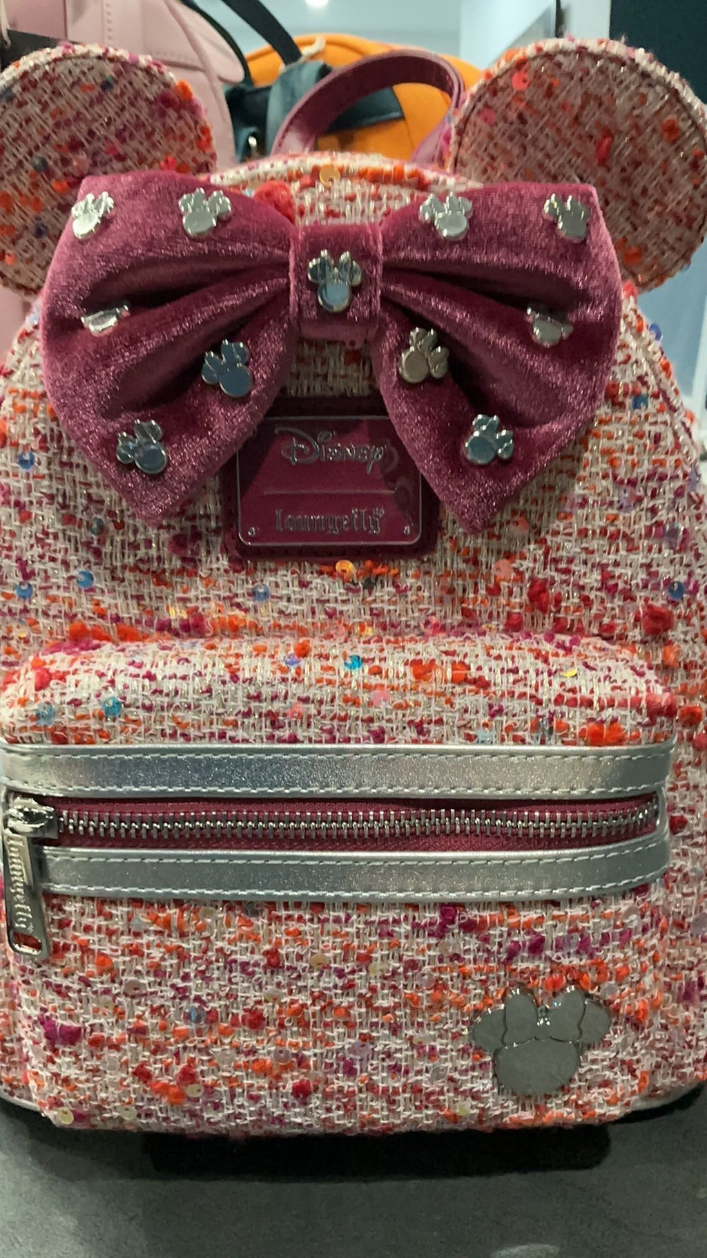 Minnie raspberry backpack NWT