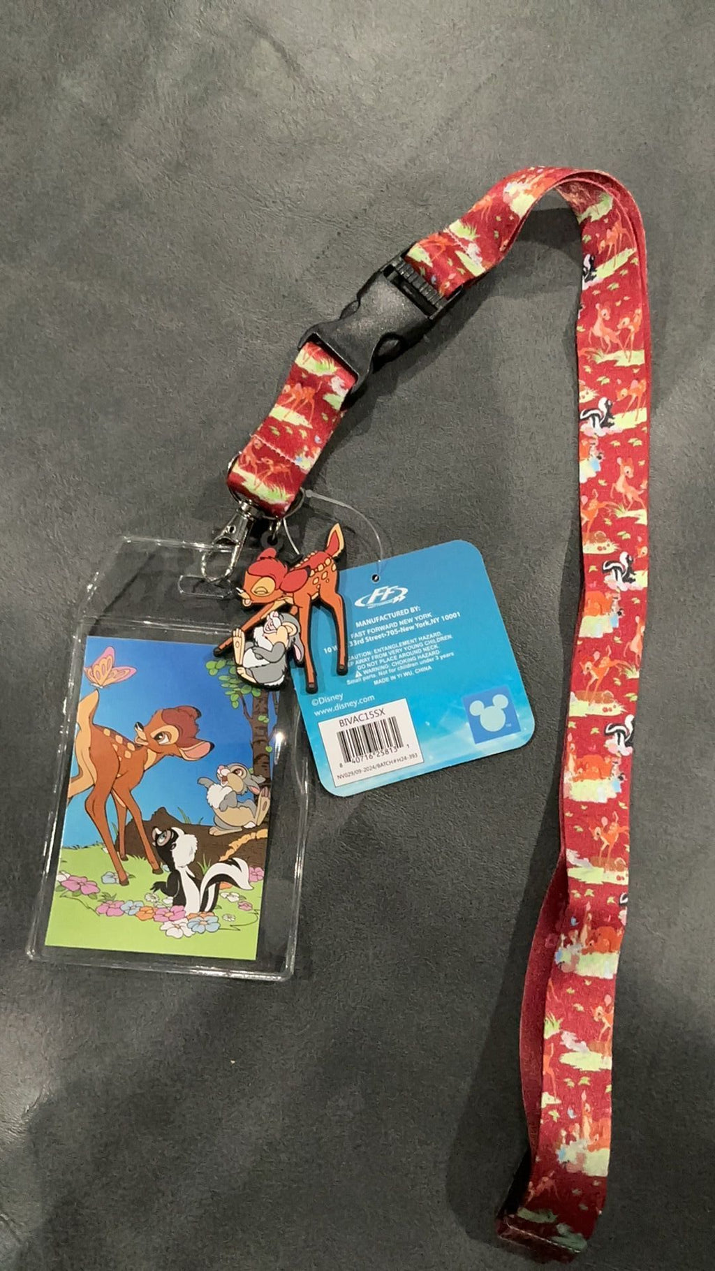 Disney NWT Bambi Besties Forever Lanyard with Clear ID Badge Holder and 2  Rubber Bambi and Thumper Charm
