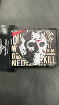 Friday the 13th Bi-Fold Wallet - Jason Mask4 And Title Logo With Quotes Typography Black