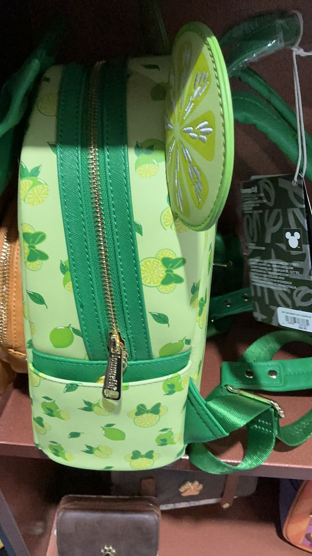 Minnie mouse key lime backpack NWT