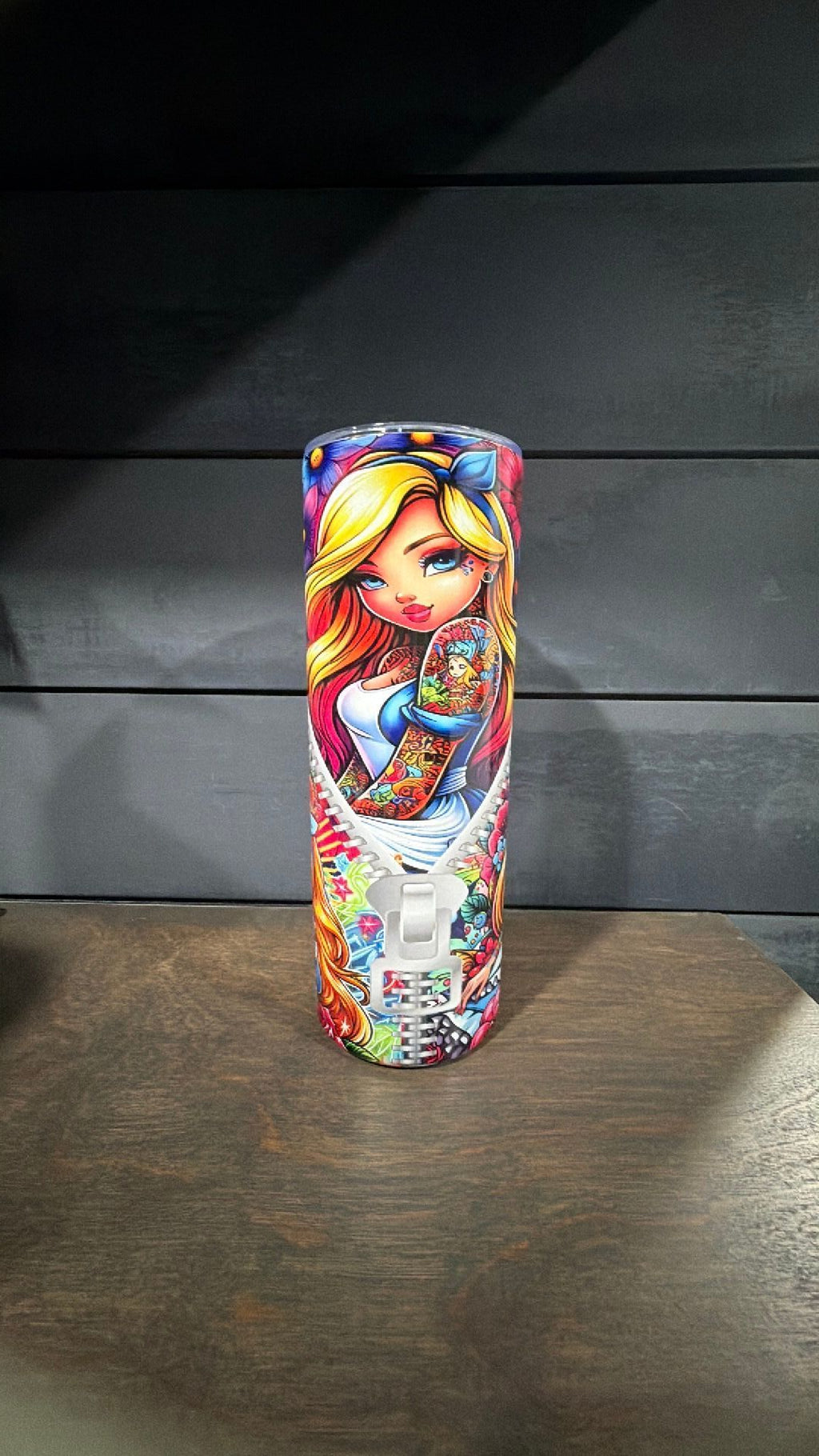 Alice inspired tumbler