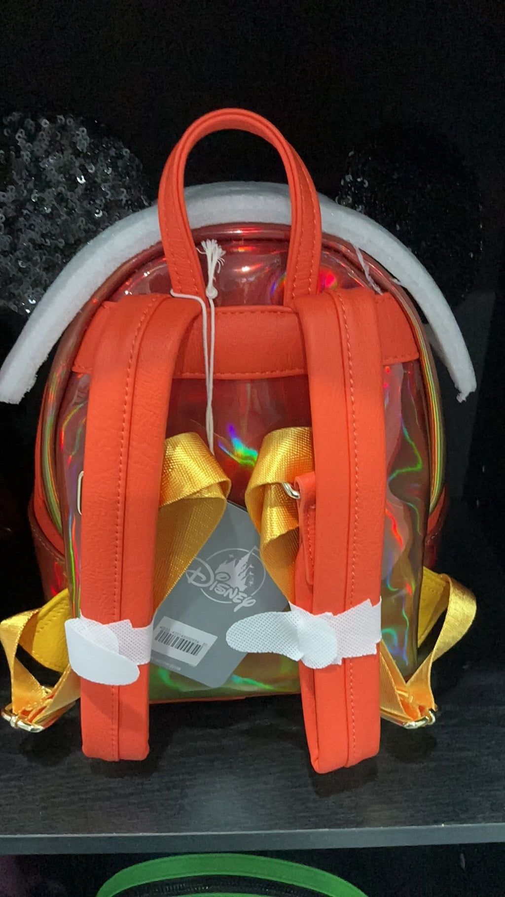 Disney Parks NWT Halloween Minnie Orange Vinyl Sequin Loungefly Mini Backpack New