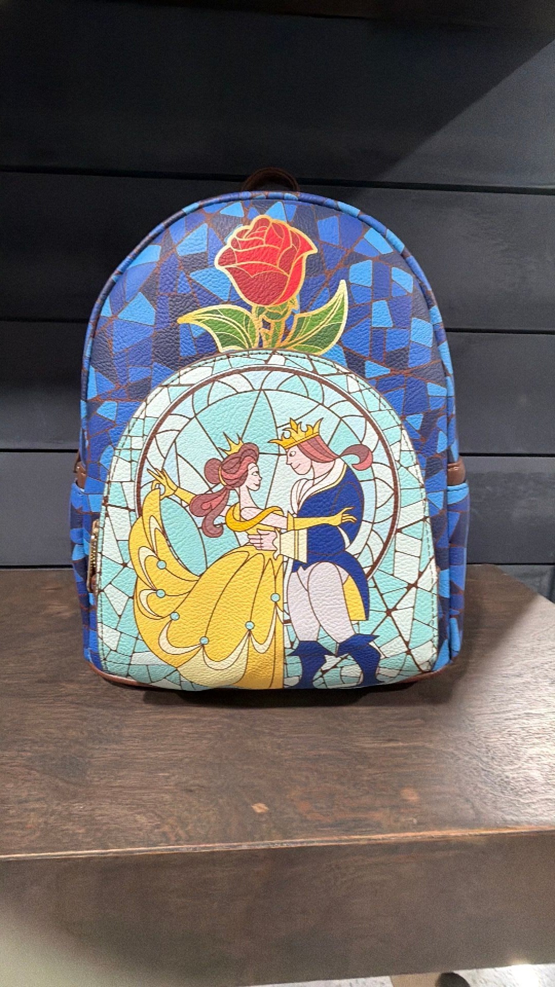 Beauty and the Beast Stained-Glass Window Loungefly Backpack