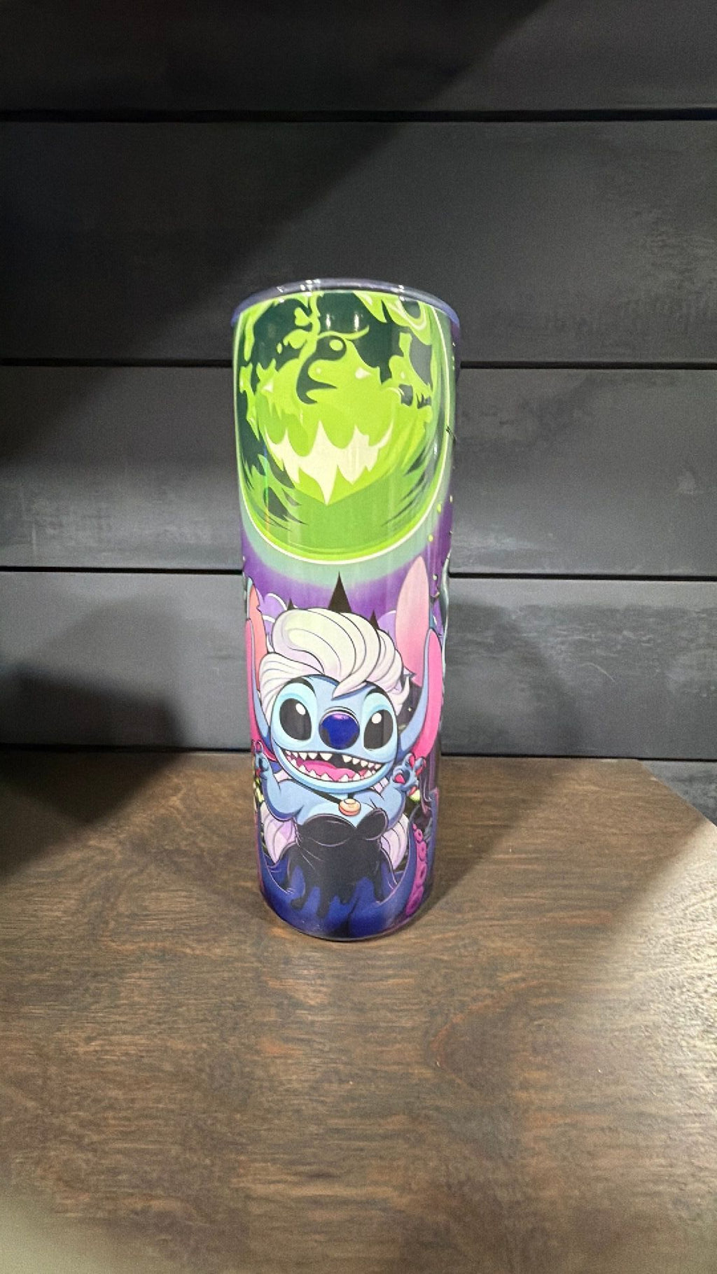 Stitch dresses up as the villains tumbler