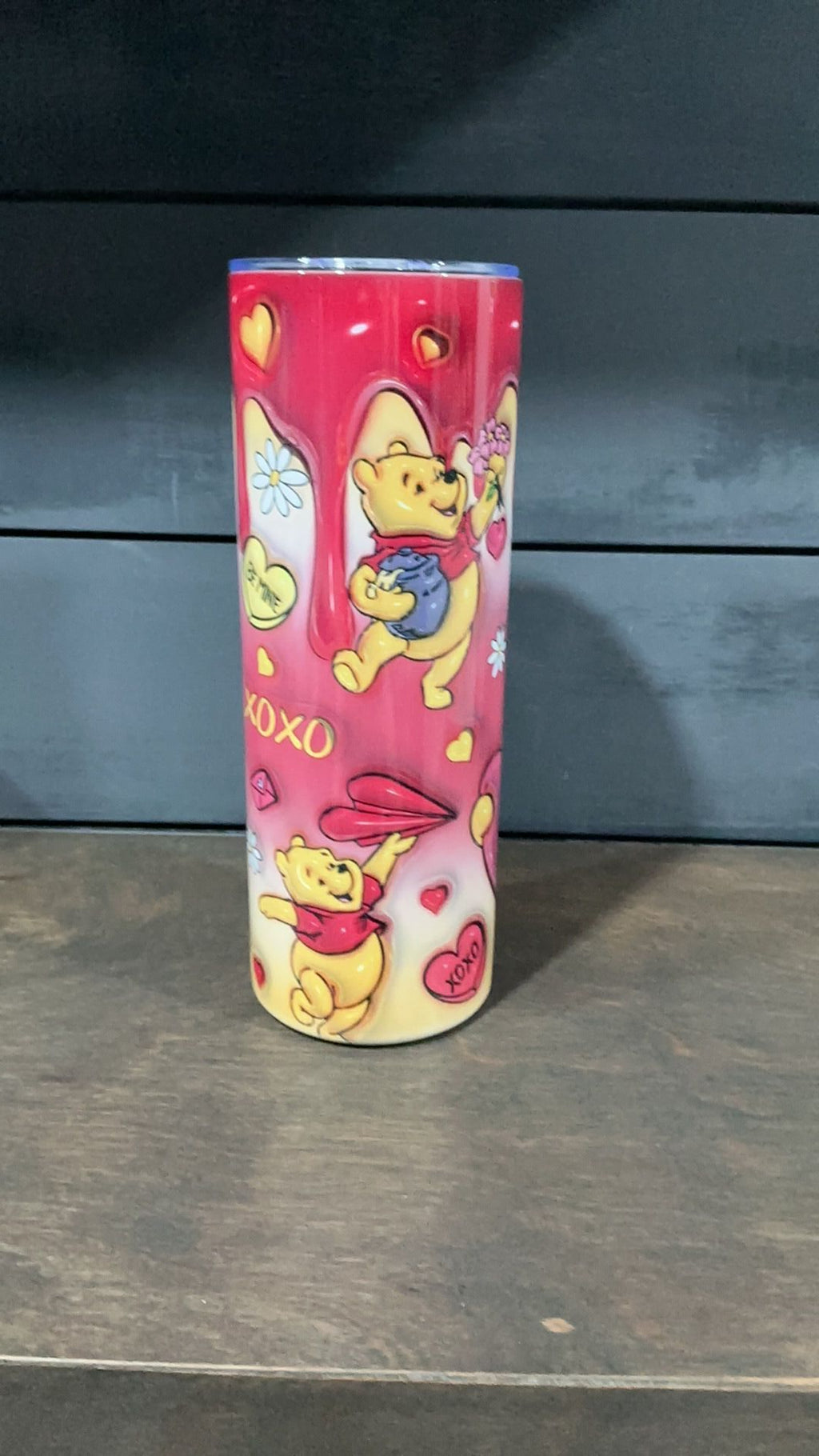 Winnie the Pooh inspired valentine tumbler