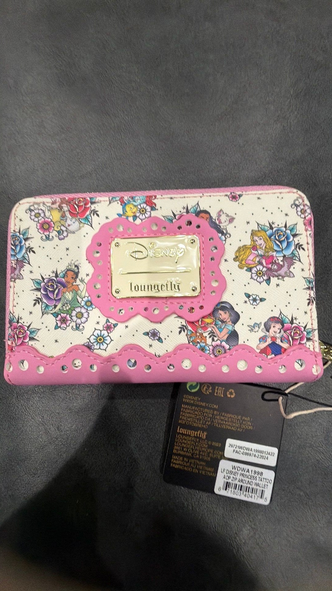Loungefly Disney Princess Tattoo Zip Around Wallet Disney Princess One Size