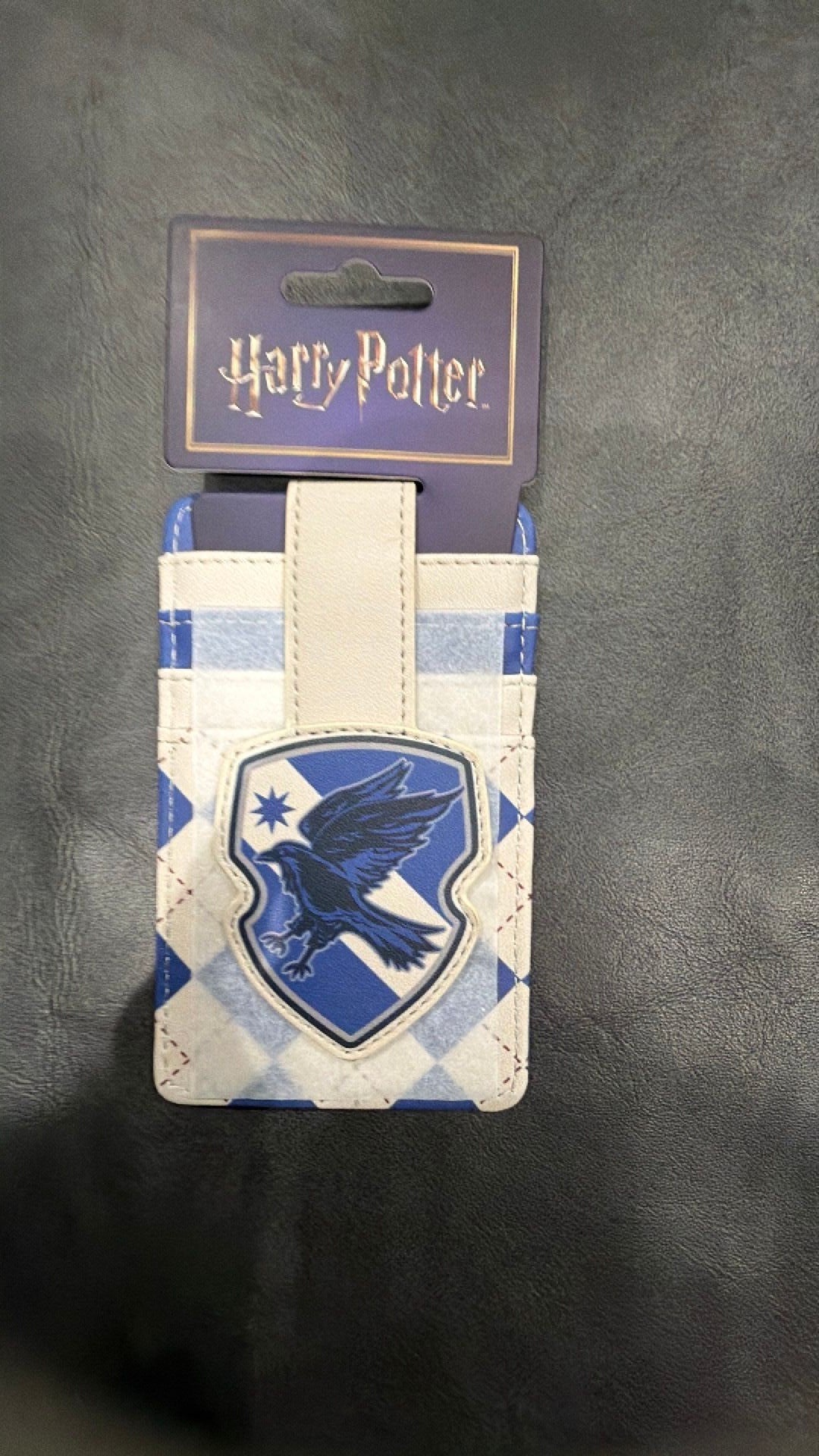 Harry Potter Wallet, Character Wallet ID Card Holder, Ravenclaw Crest Gray/Blue, Vegan Leather