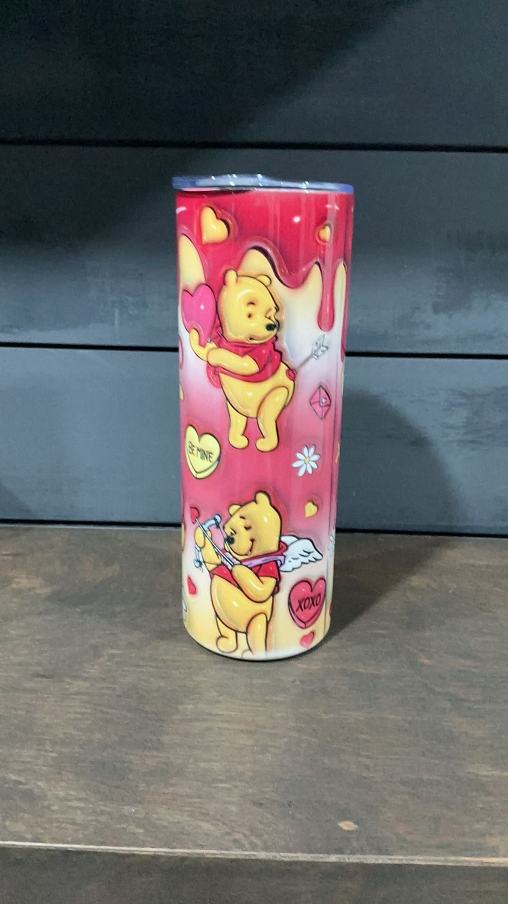Winnie the Pooh inspired valentine tumbler