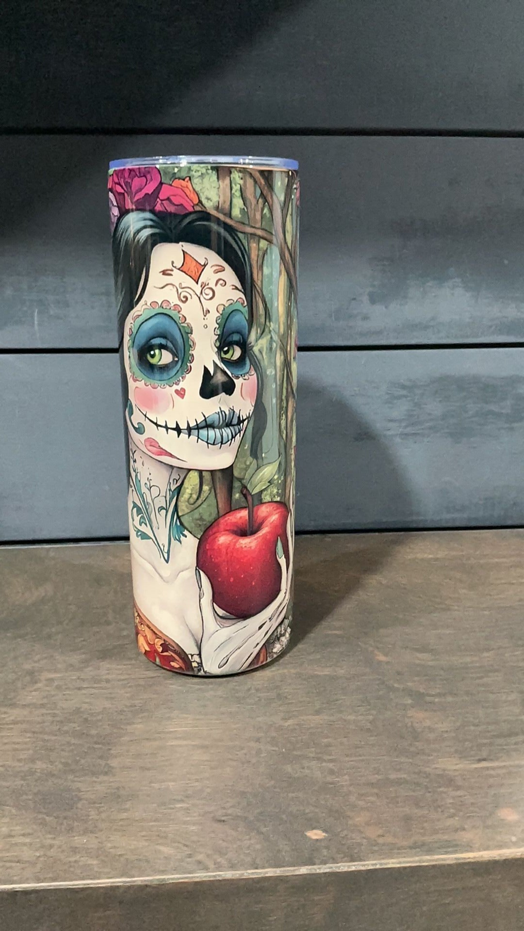 Snow White inspired skull tumbler