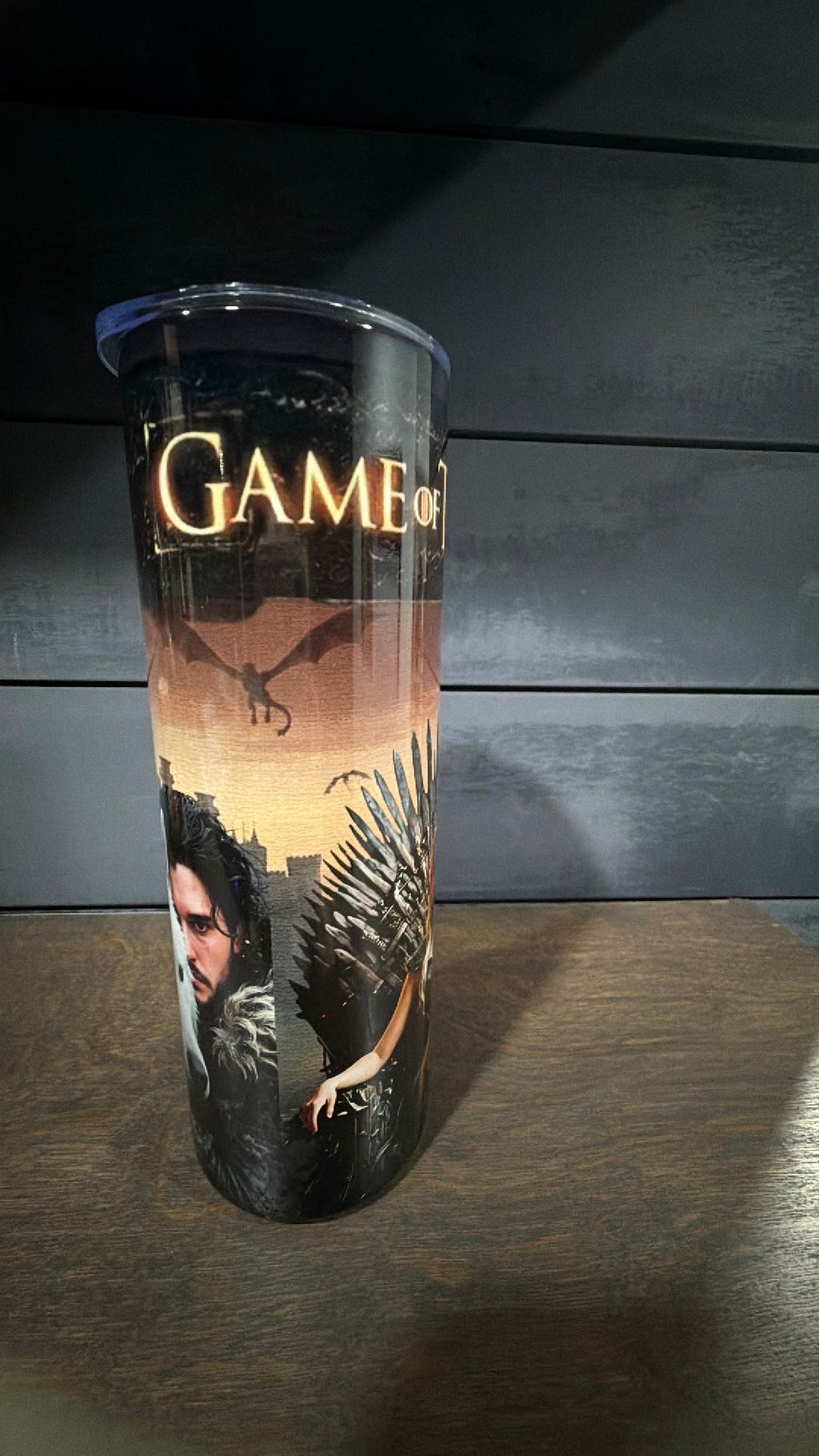 Game of thrones inspired tumbler stainless steel tumbler comes in box with lid and straw