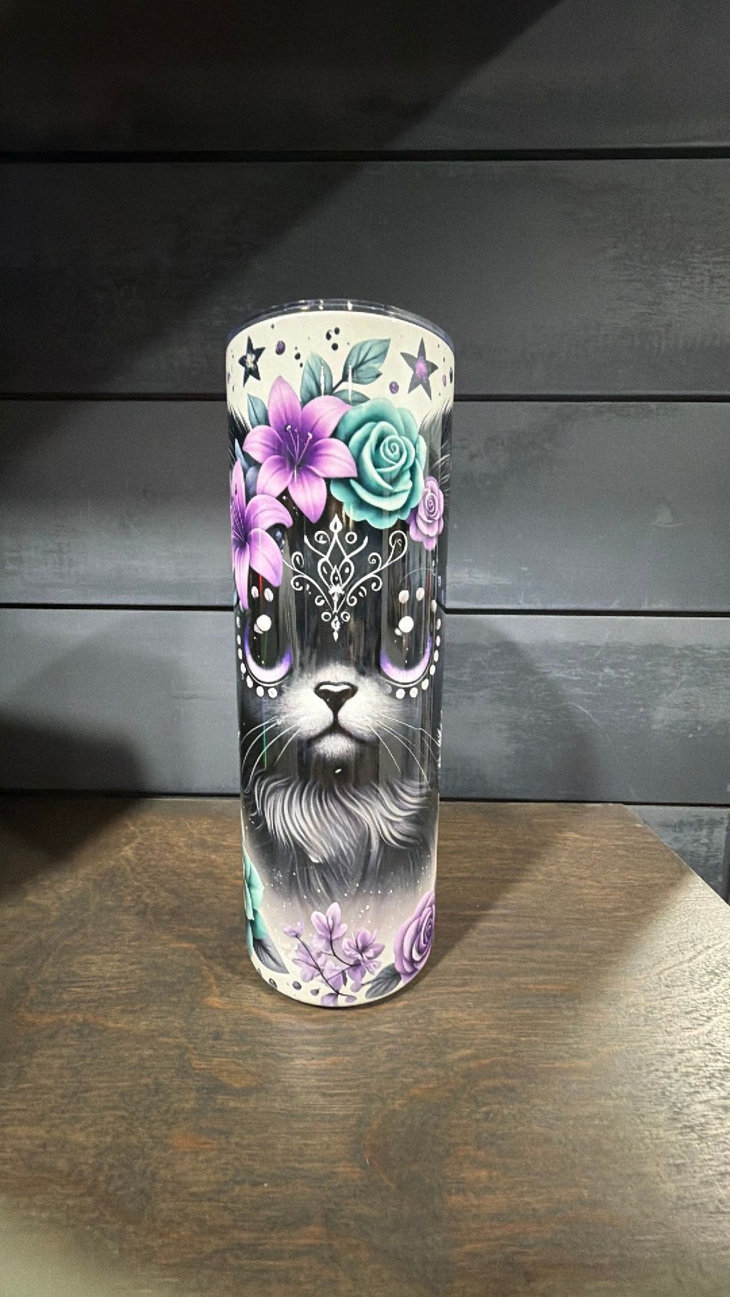 Cat sugar skull tumbler