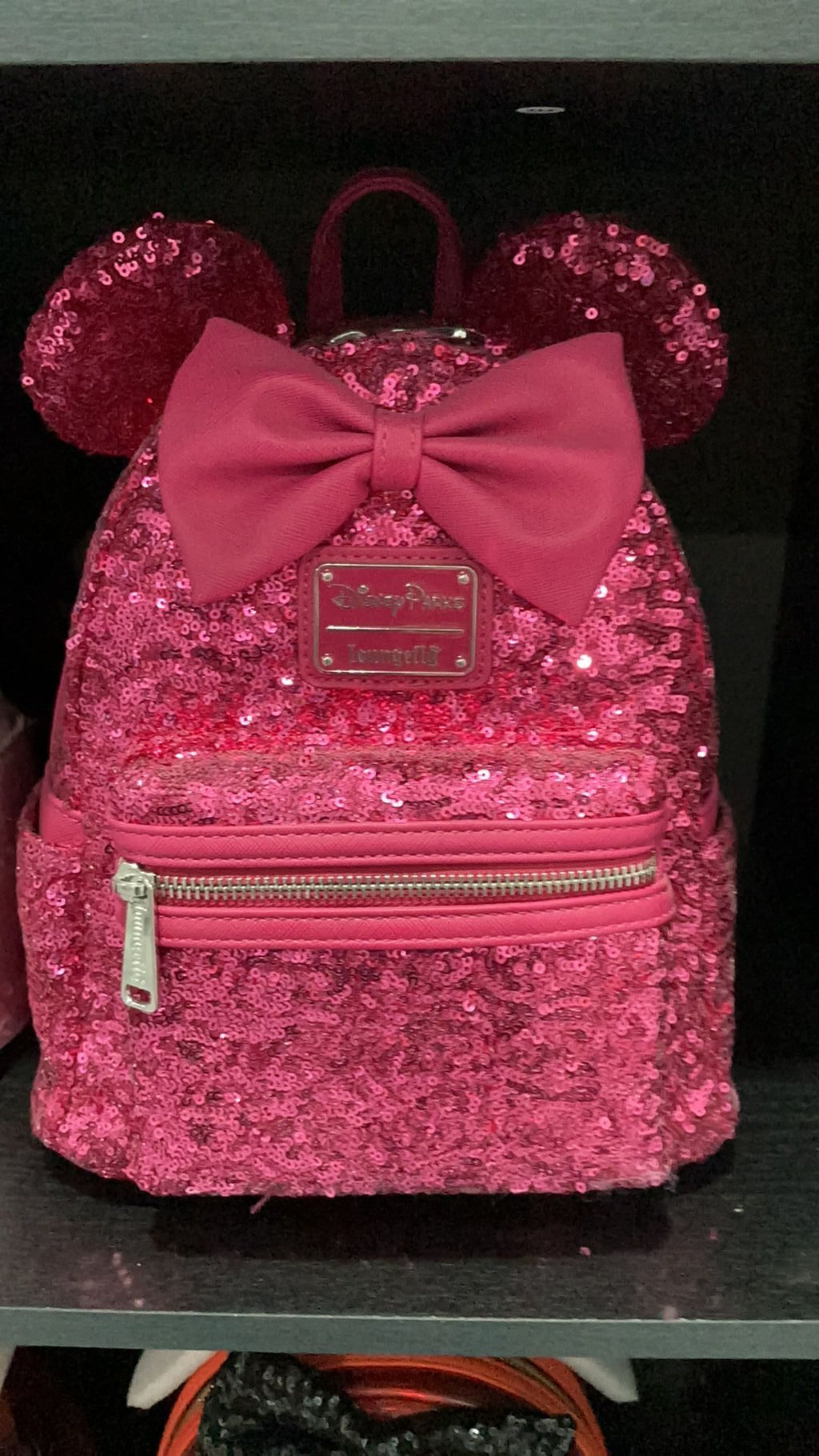 Disney parks Loungefly Backpack NWT - Minnie Mouse Sequin - Bright Pink