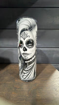 Black and white sugar skull tumbler