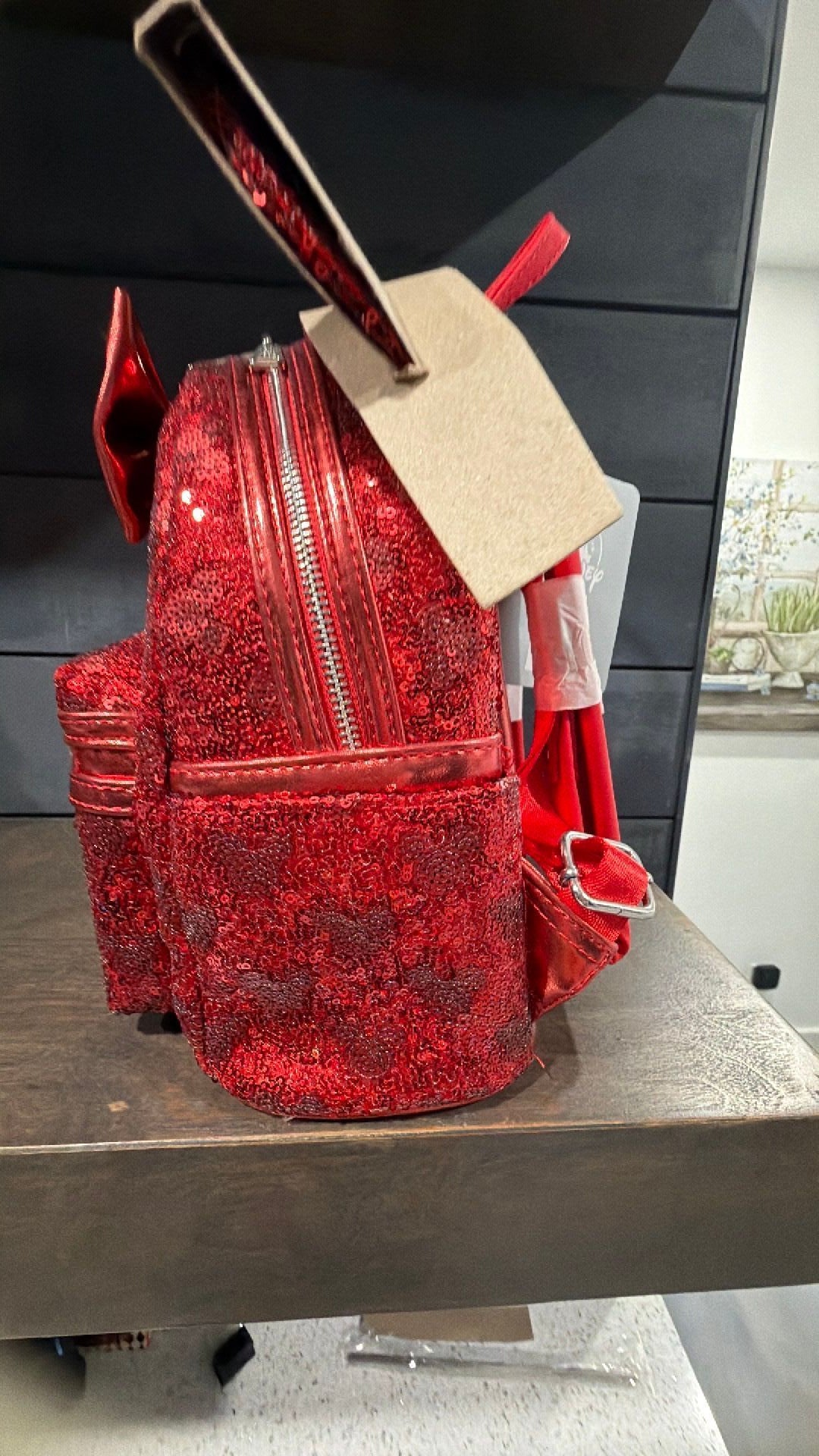 DISNEY LOUNGEFLY Exclusive Red Sequin MINNIE MOUSE MINI BACKPACK & EARS NWT!