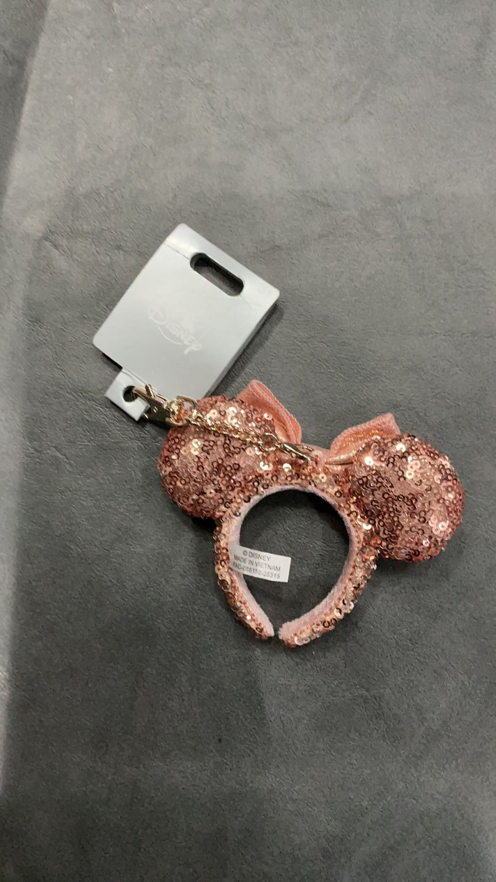 Disney Parks Bag Charm - Rose Gold Minnie Mouse Sequin Ear Headband