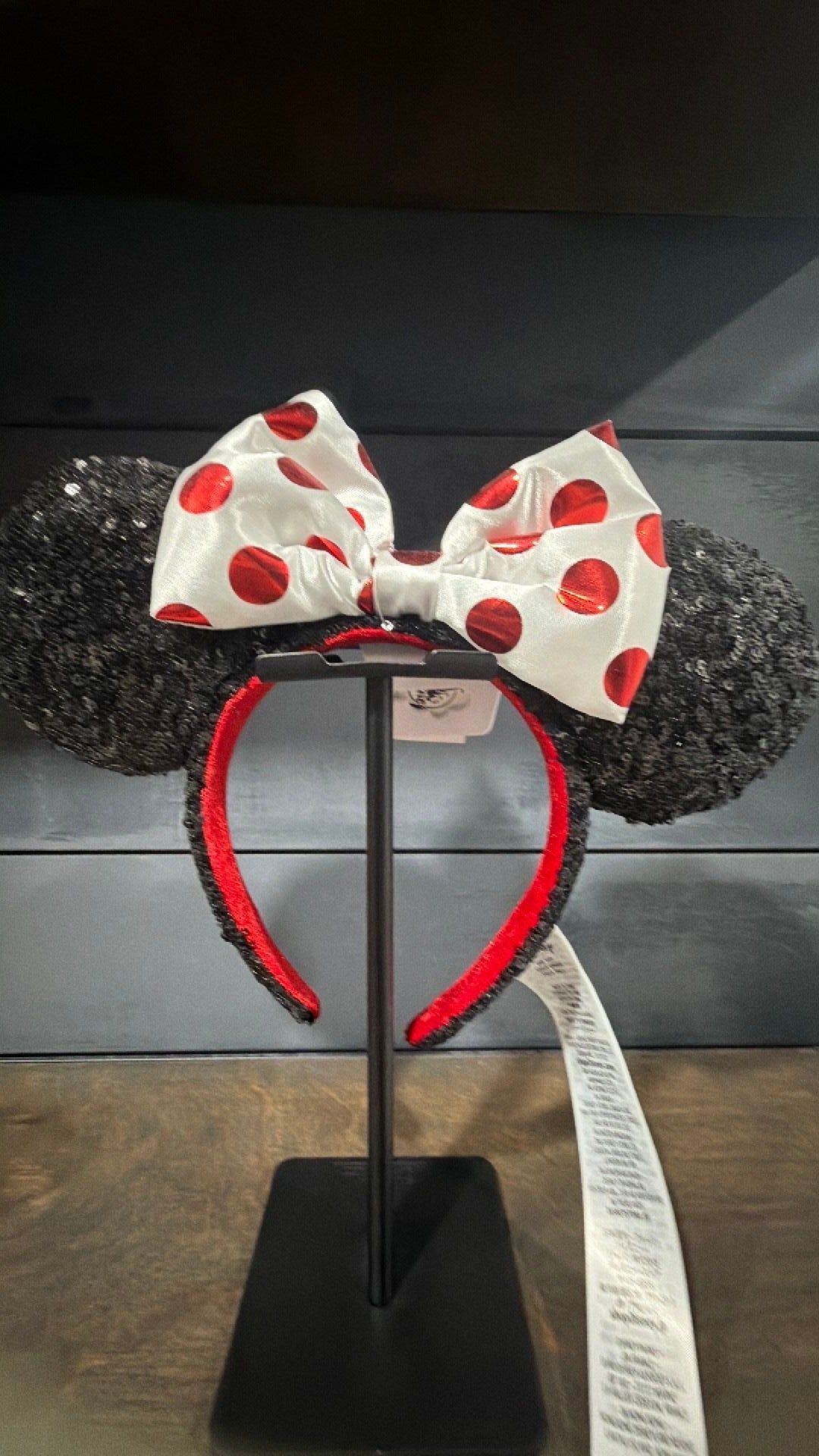Disney Parks Minnie Mouse Polka Dots White Bow Headband New with Tag