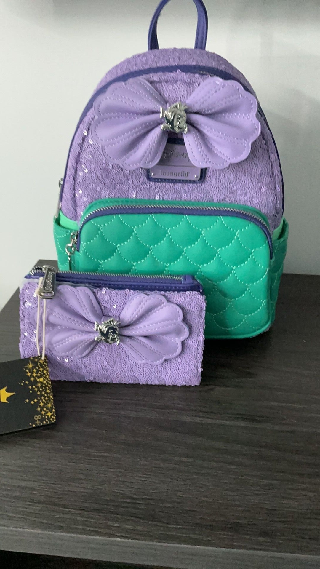 Loungefly Disney NWT wallet and Little Mermaid Sequin Collection Ariel Mini Backpack