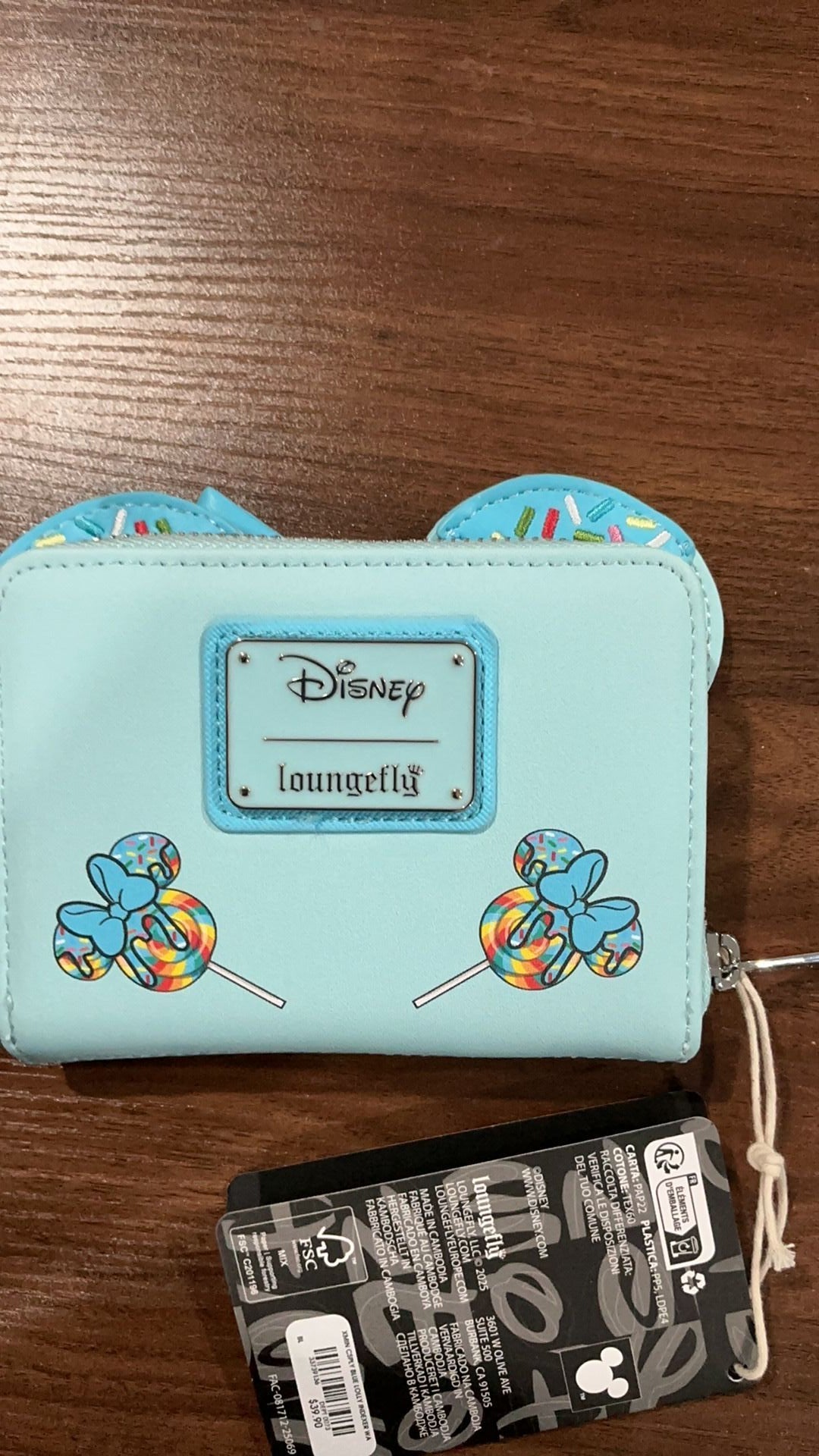 Minnie Blue lolly wallet NWT