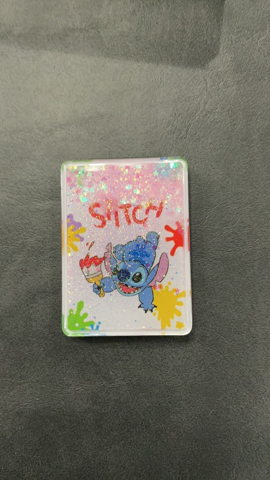 Stitch with paint brush glitter mirror NWOT