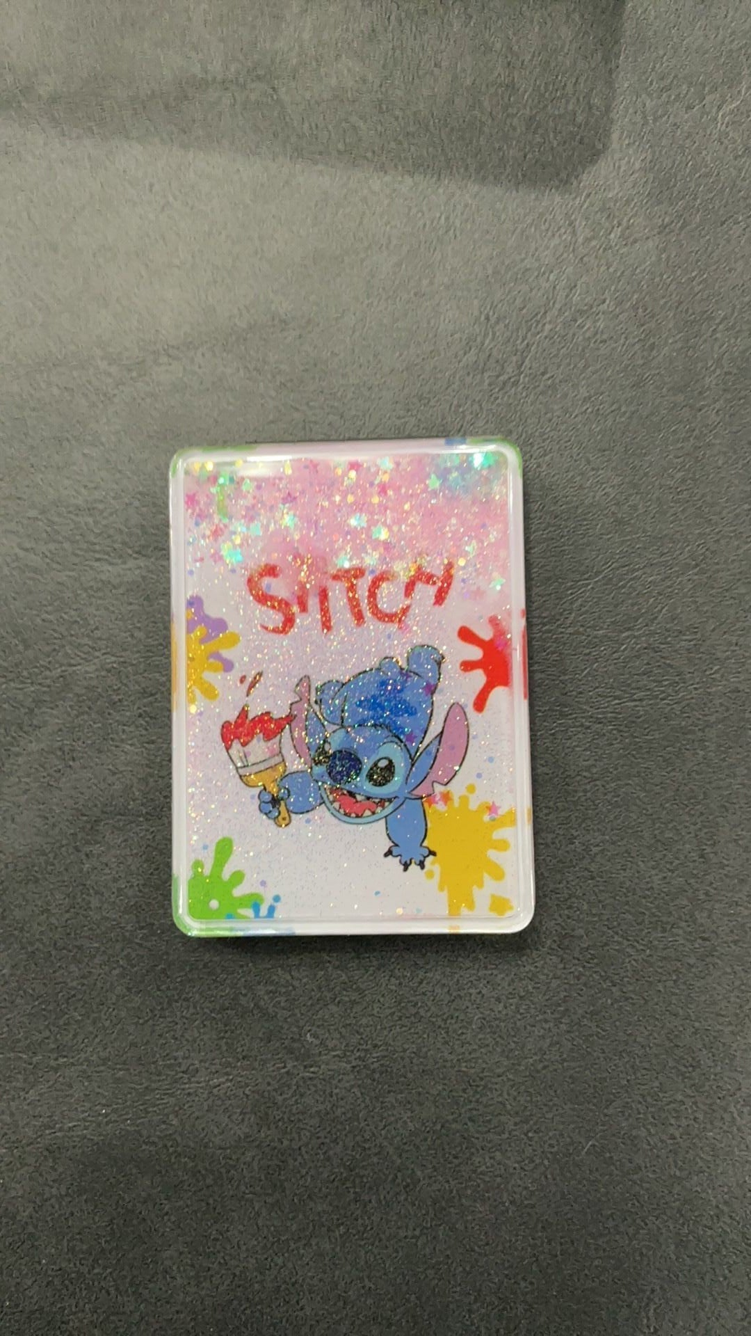 Stitch with paint brush glitter mirror NWOT