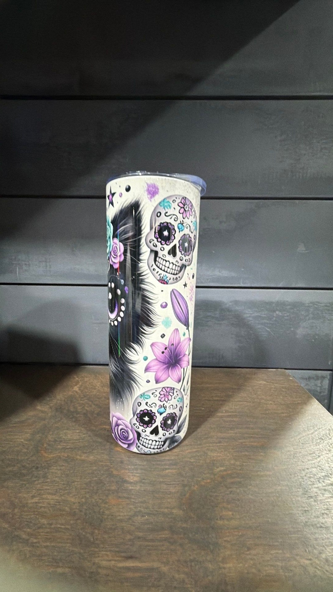 Cat sugar skull tumbler