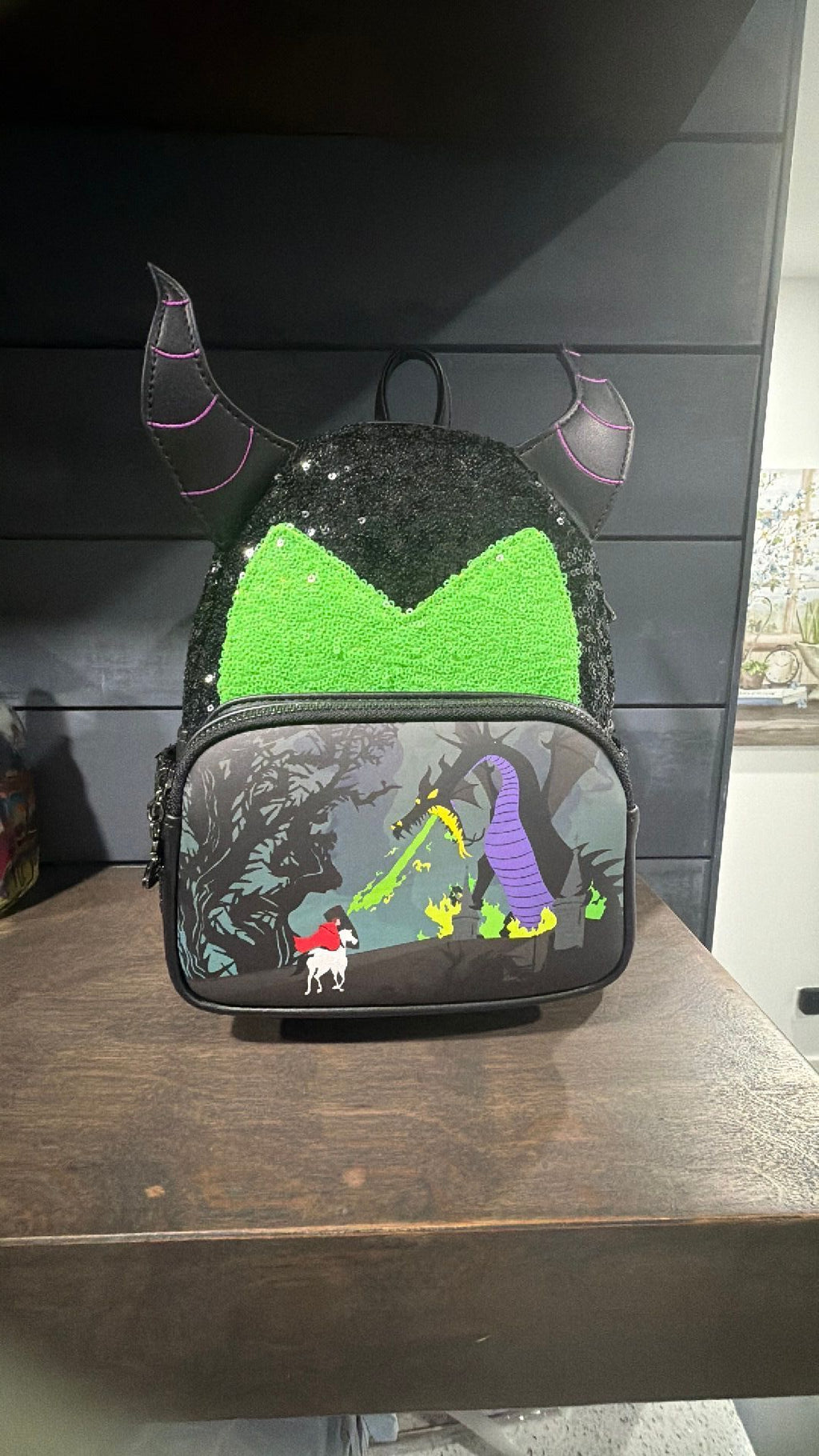 Loungefly Disney Maleficent Dragon Sequin Mini Backpack