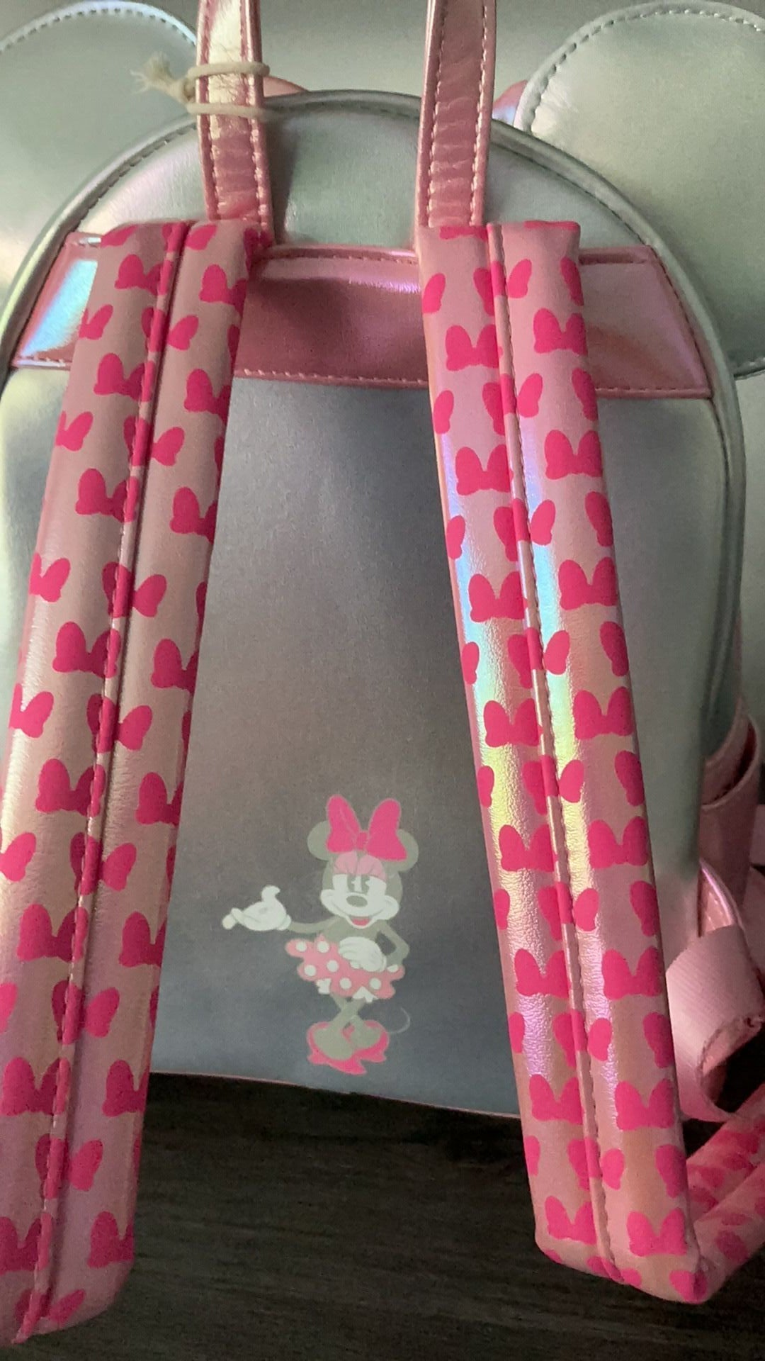 Loungefly NWT Silver And Pink Minnie Mouse Mini Backpack - Disney