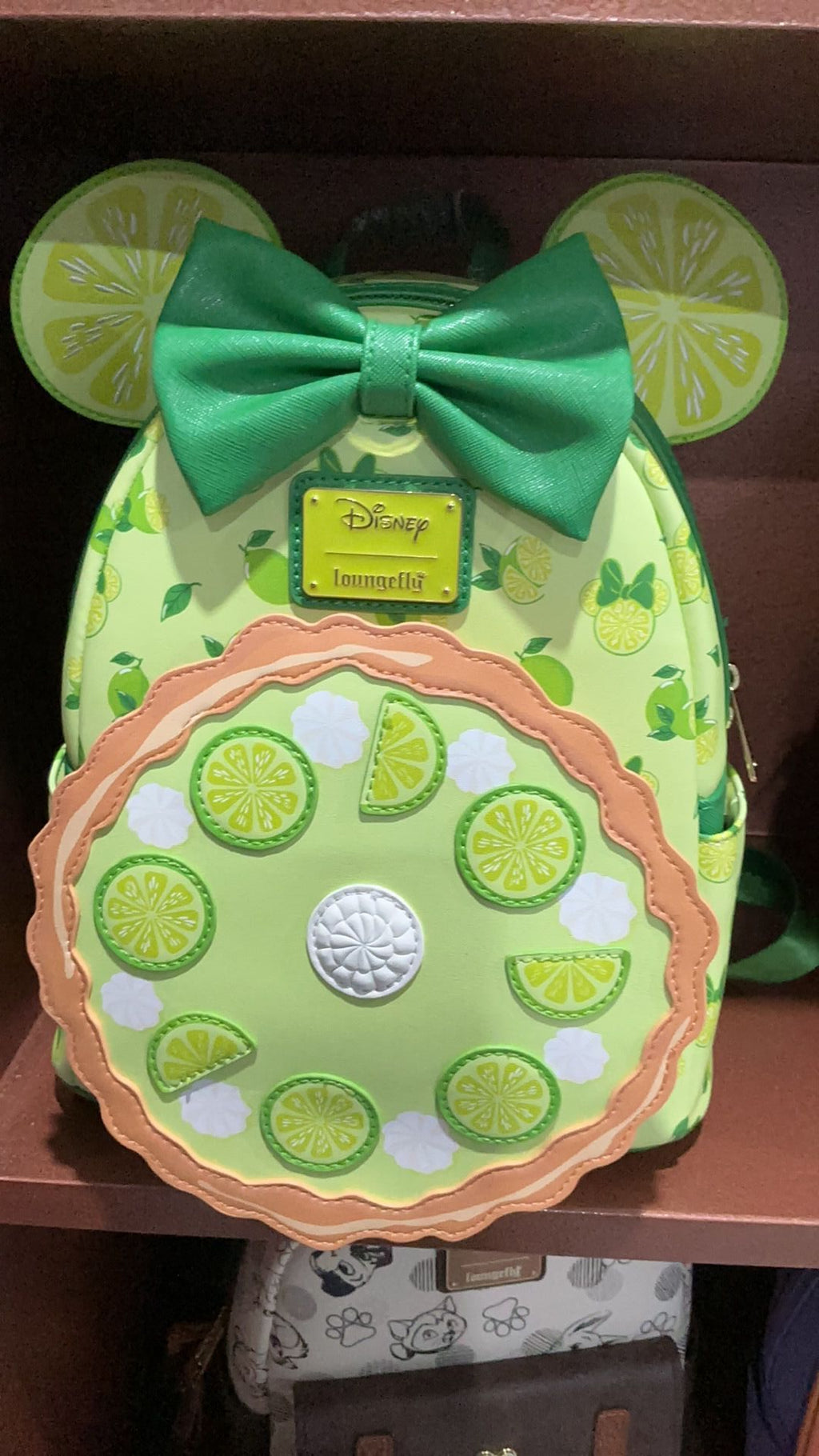 Minnie mouse key lime backpack NWT