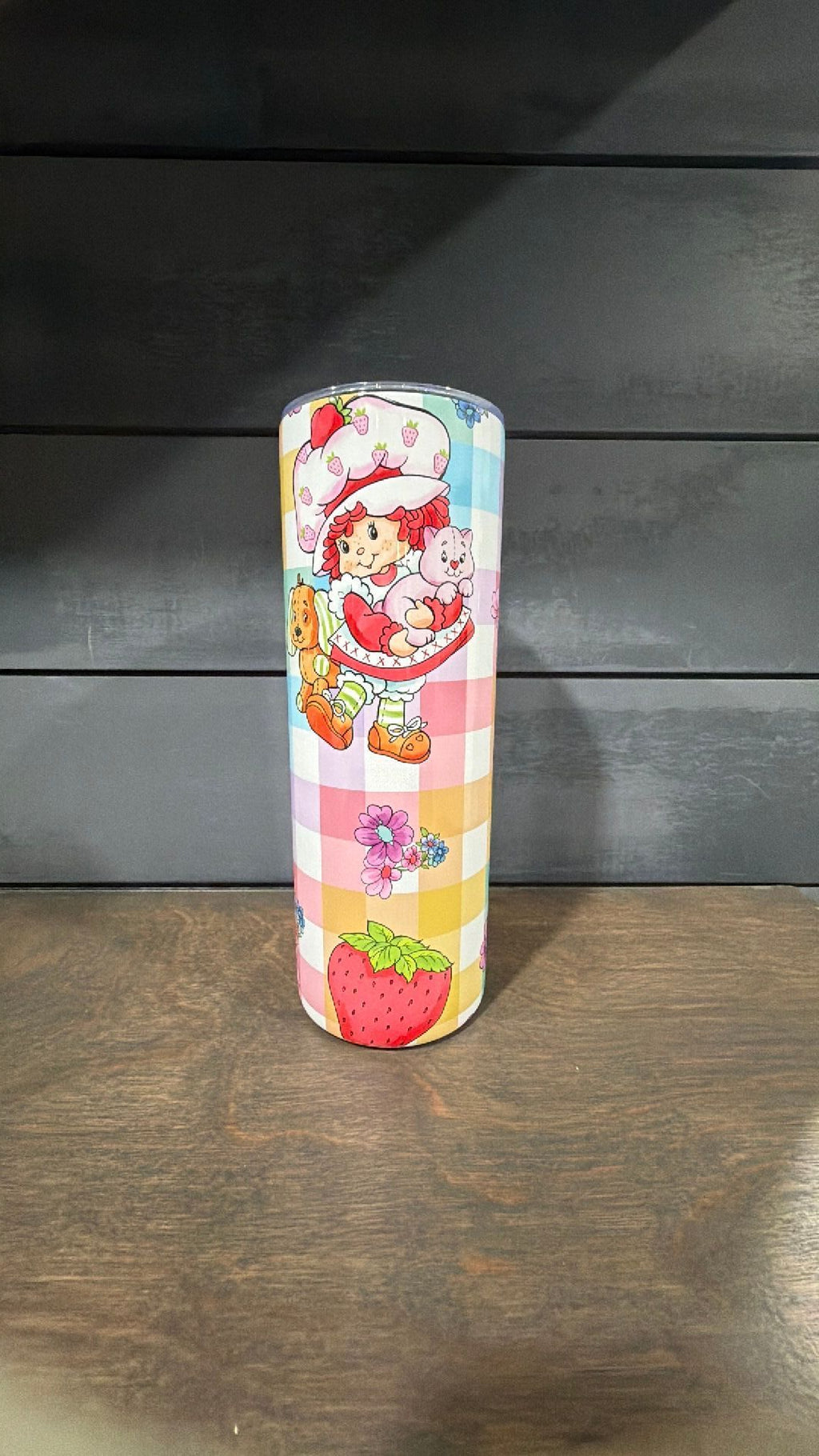 Strawberry shortcake inspired tumbler