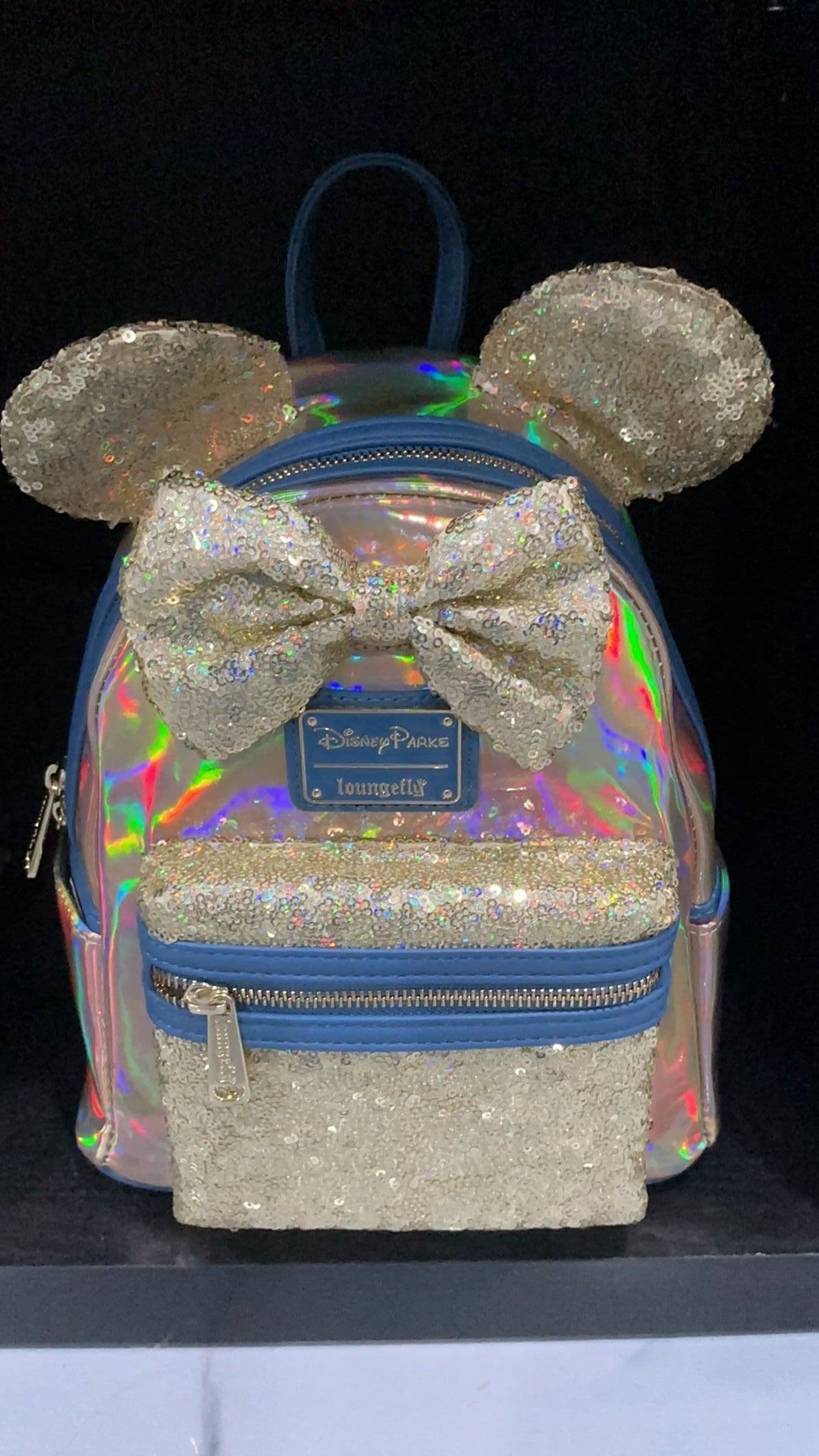 Disney NWT Parks WDW 50th Anniversary Gold Earidescent Loungefly Shimmer Backpack