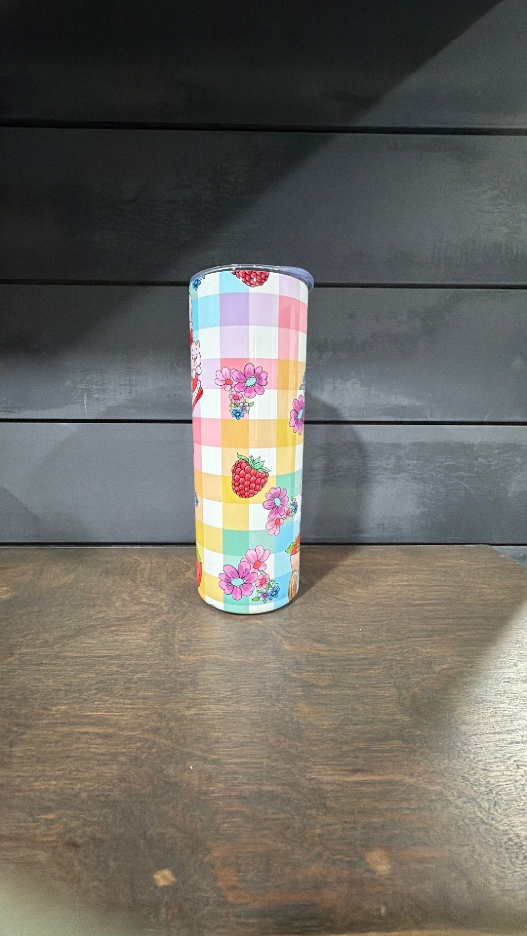 Strawberry shortcake inspired tumbler