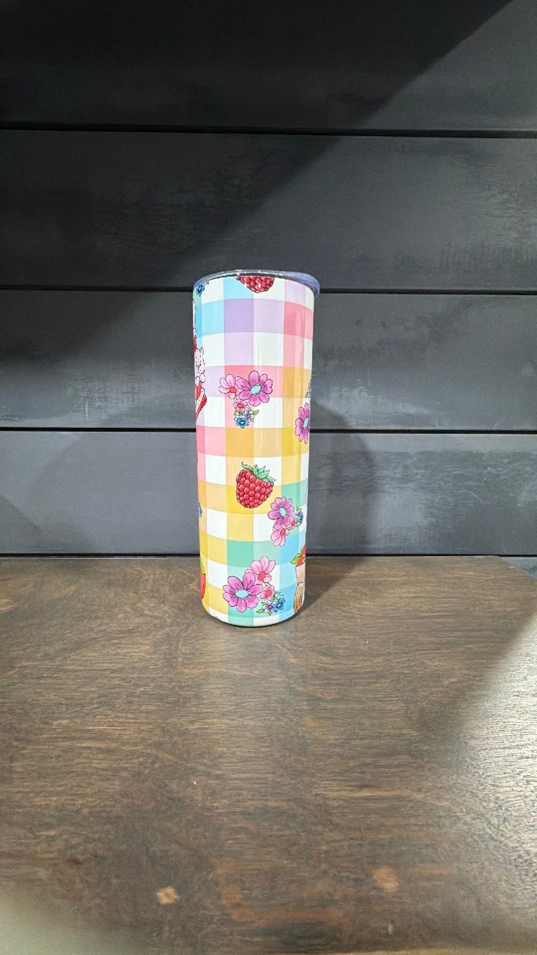 Strawberry shortcake inspired tumbler