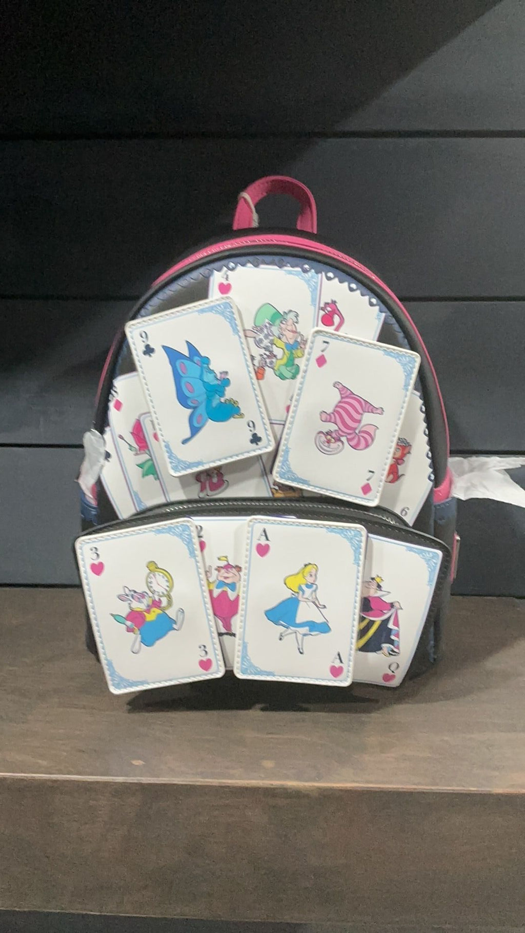 Alice playing cards backpack NWT