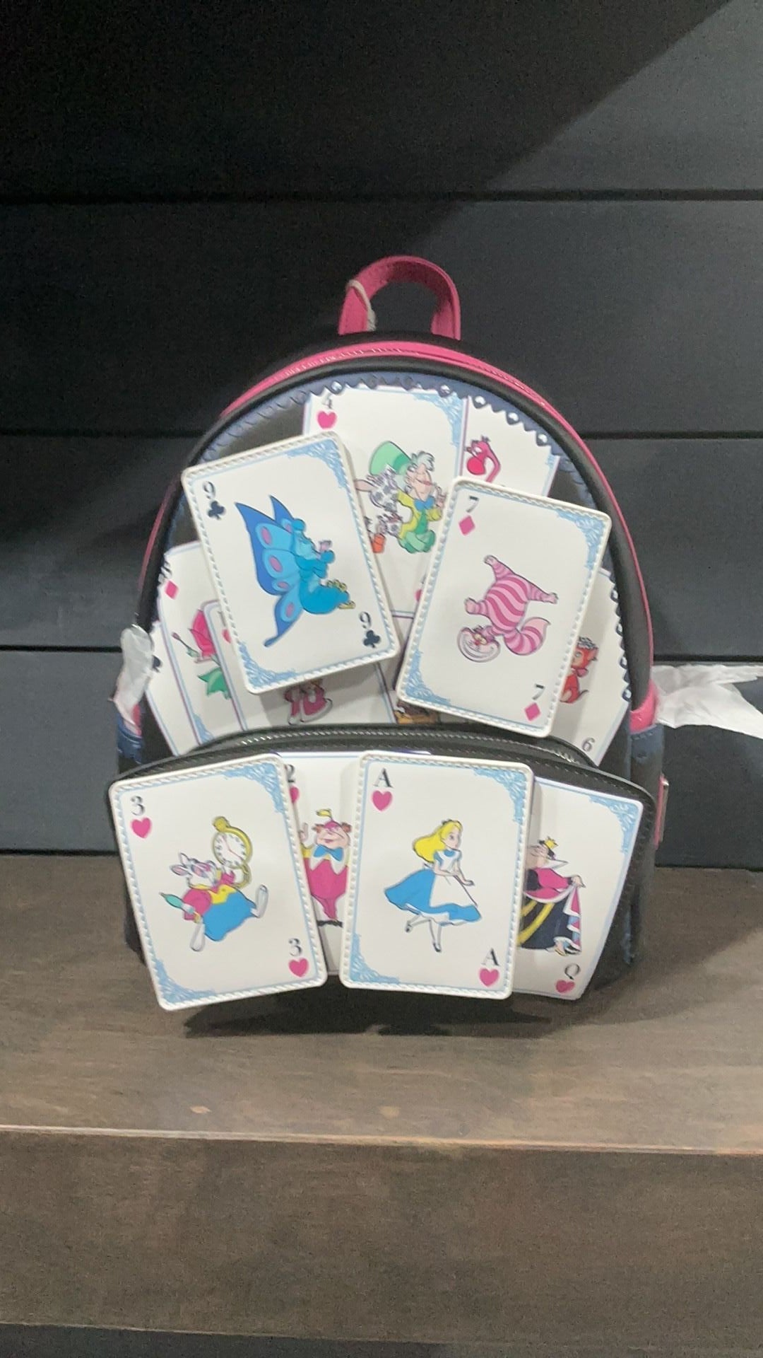 Alice playing cards backpack NWT