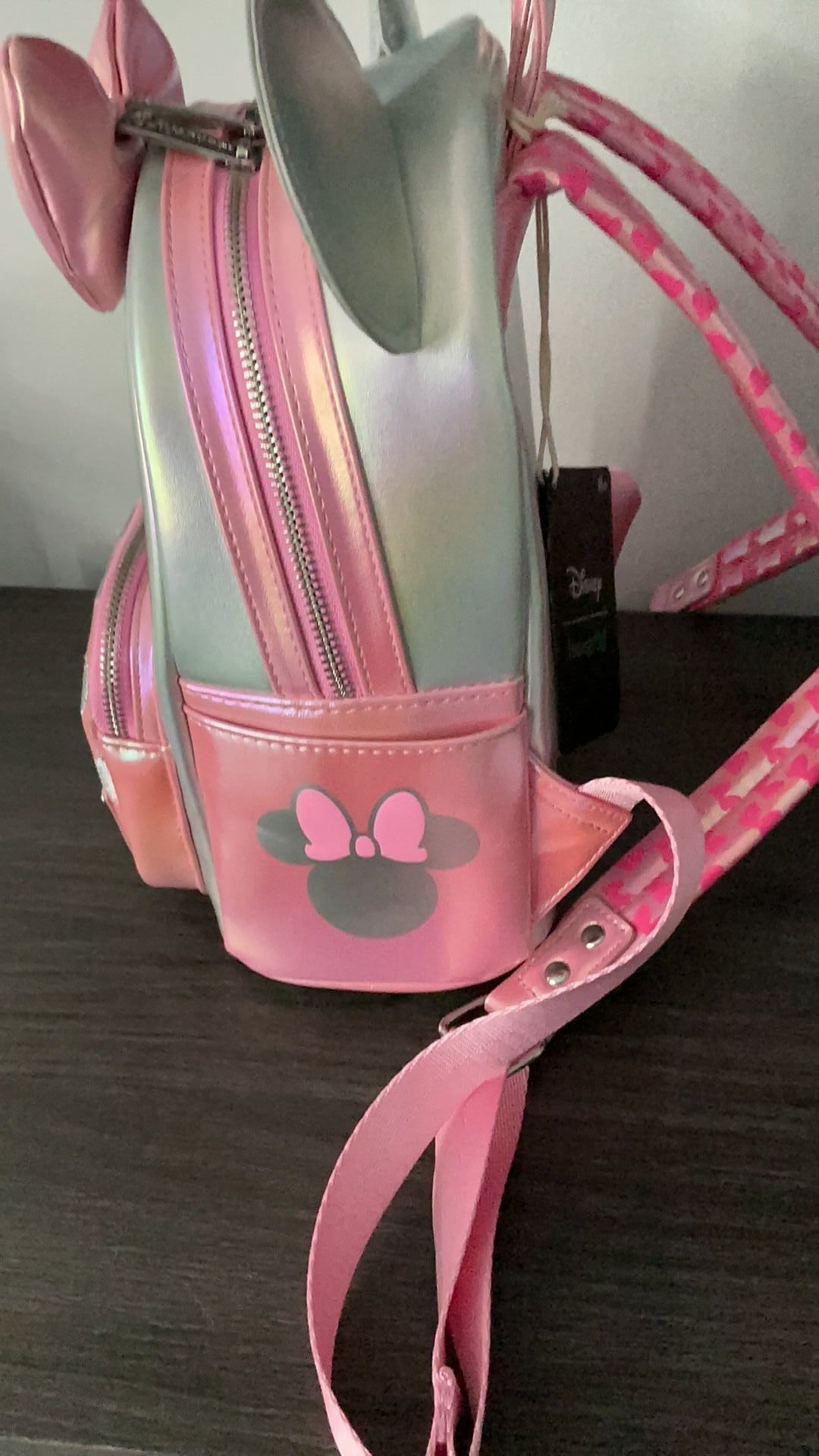 Loungefly NWT Silver And Pink Minnie Mouse Mini Backpack - Disney