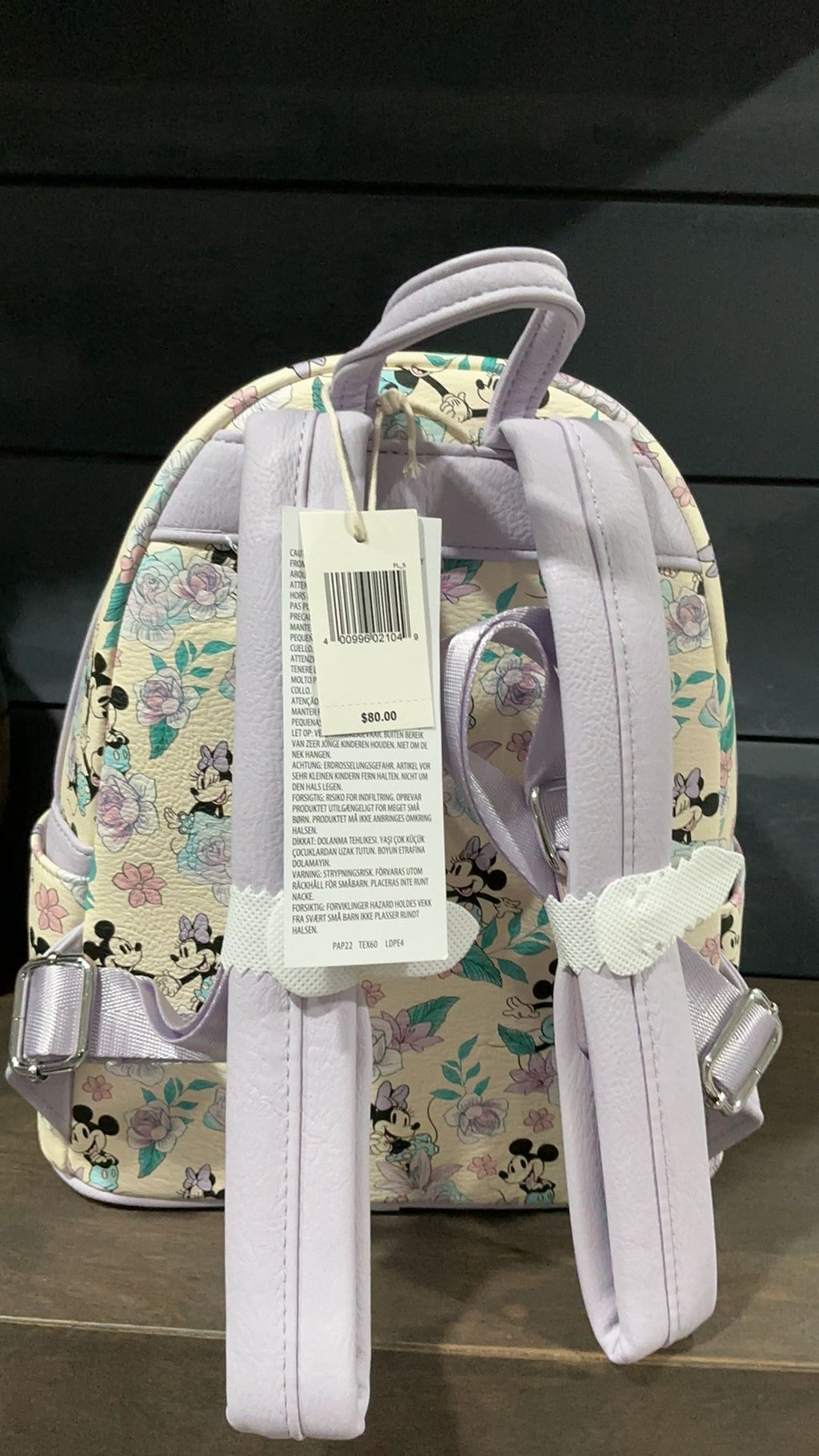 Mickey and Minnie floral backpack NWT