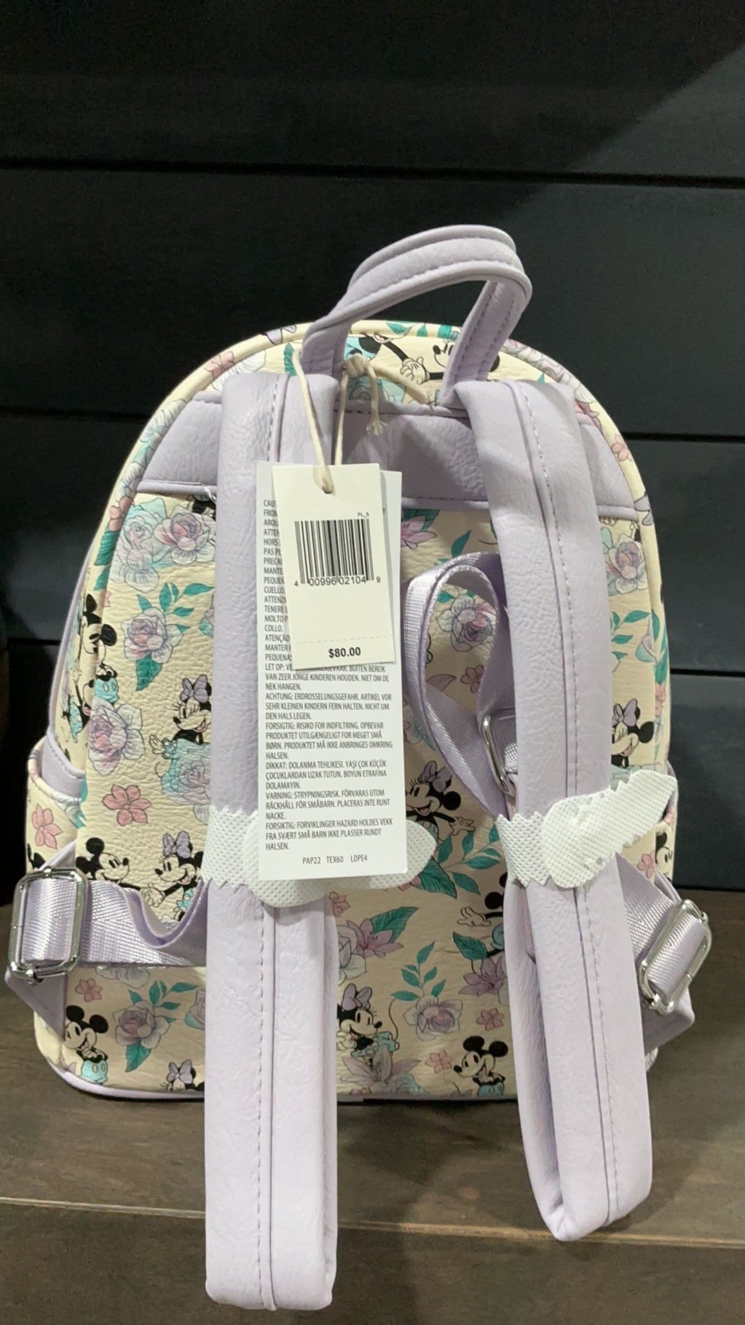 Mickey and Minnie floral backpack NWT