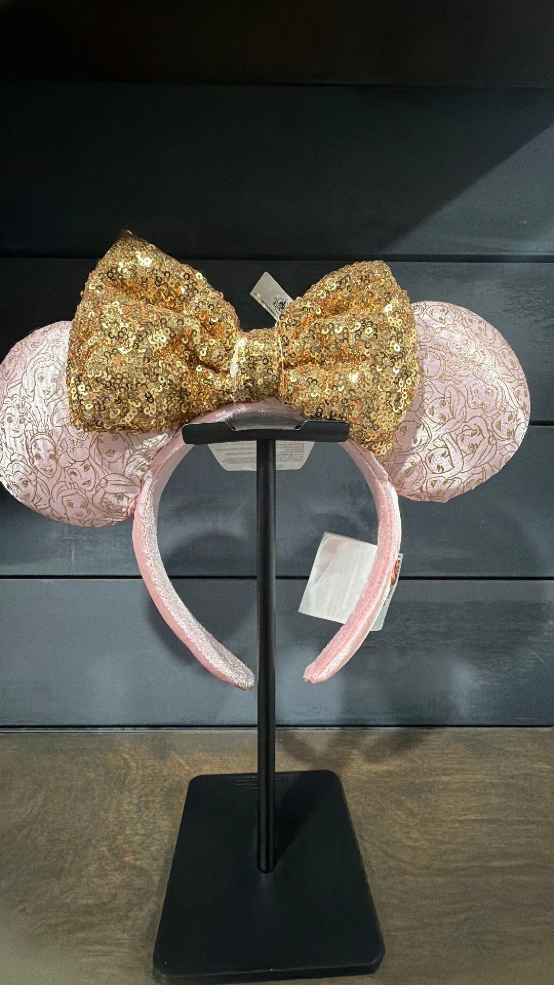 Disney Parks Minnie Mouse Ear Headband Princess Faces Gold Glitter New with Tag