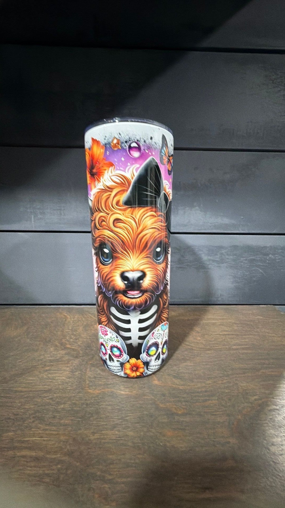 Highland cow skull tumbler