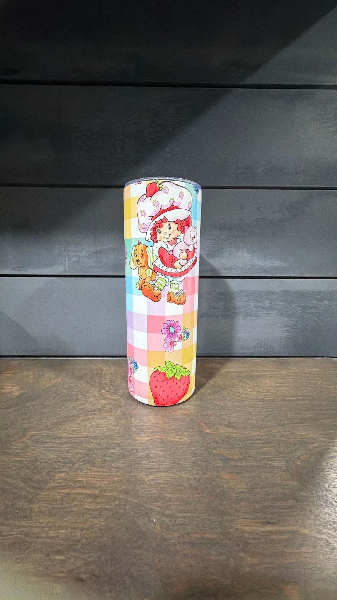 Strawberry shortcake inspired tumbler